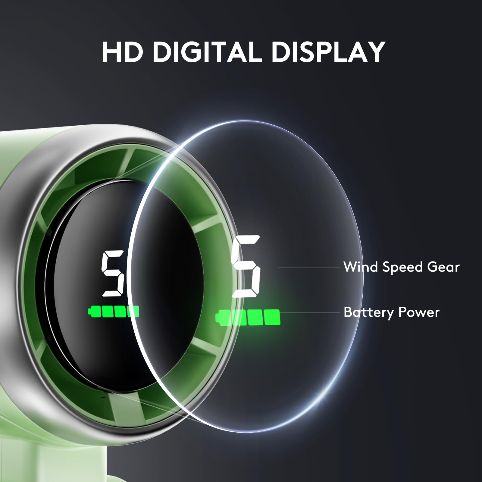 Pymoji Foldable Handheld Fan, Portable High Speed Rechargeable 10000Mah Mini Turbo Fan, Digital Display, 5 Speed Adjustable Pers