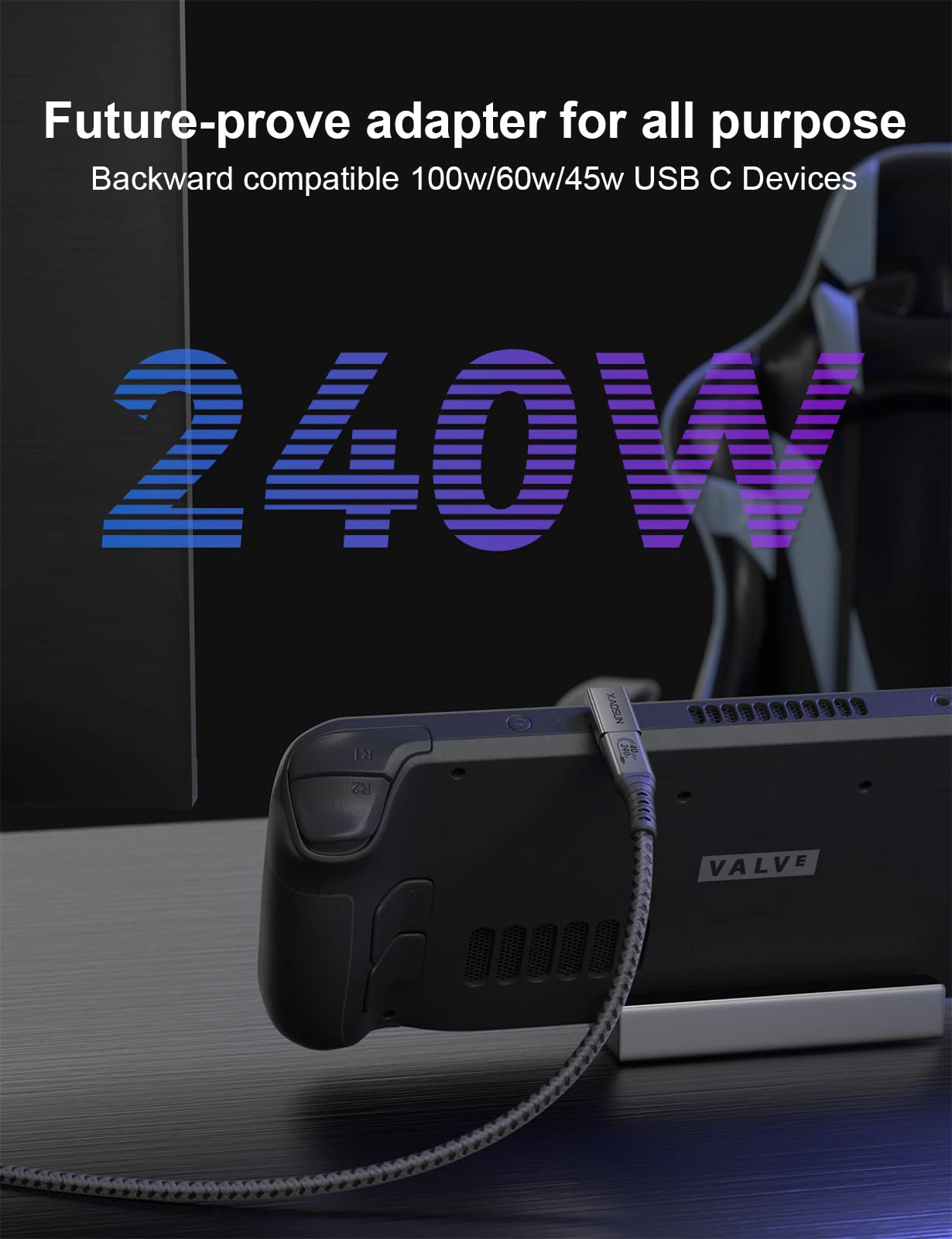 Xaosun 90 Degree Usb C To C Adapter Mixed Pack (240W 40Gbp 8K),Right Angle Usb C Male To Usb C Female Adapter, Usb4 Type C Power