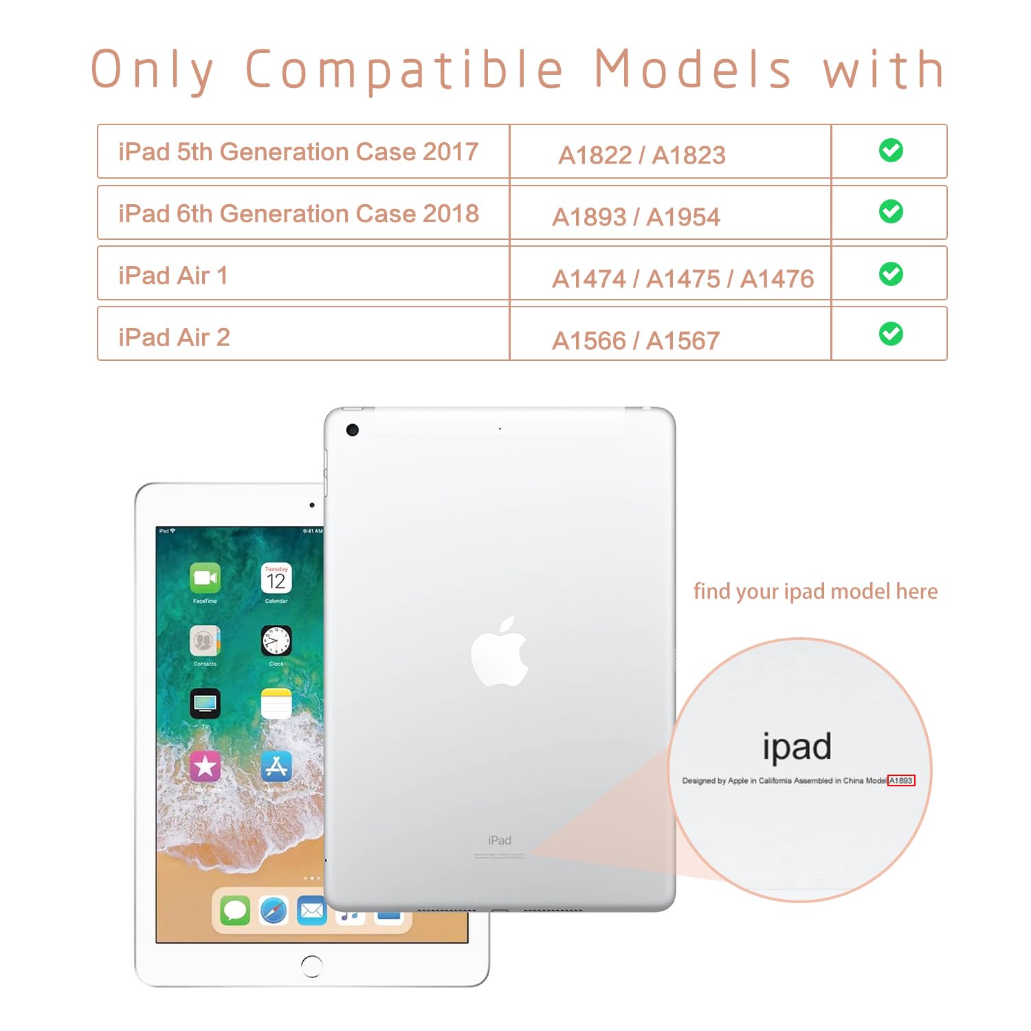 Ipad Case 6Th Generation, Ipad 5Th Generation Case, Ipad Air 2/Air 1 Case, Ipad 9.7 Case For Girls Women, Adjustable Stand Multi