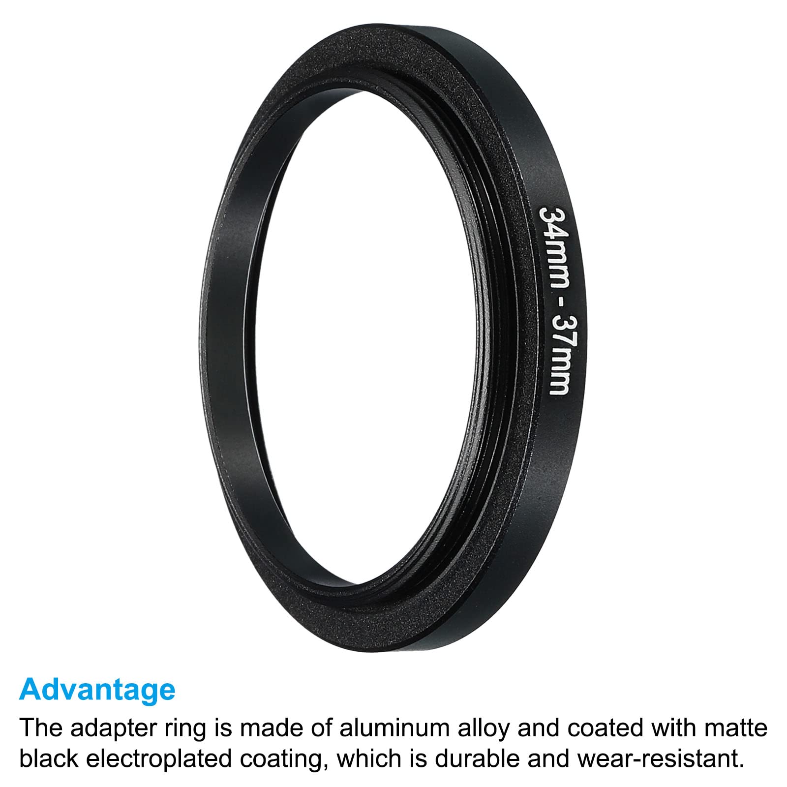 Patikil 34Mm 37Mm Metal Step Up Ring, Camera Lens Filter Adapter Ring Aluminum Filter Adapter Ring For Camera Lenses Hood, Black