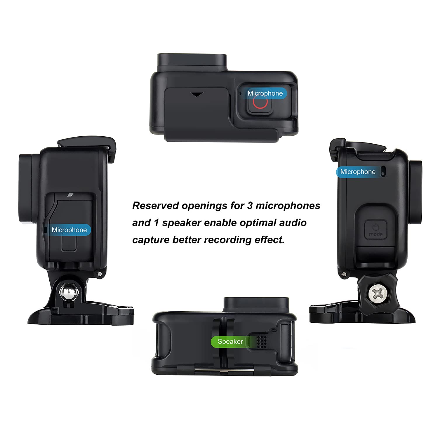 Yallsame Frame Case Compatilble With Gopro Hero 5, Hero 6, Hero 7 Black/Silver/White, Hero 2018 With Lens Cap And Tripod Mount A