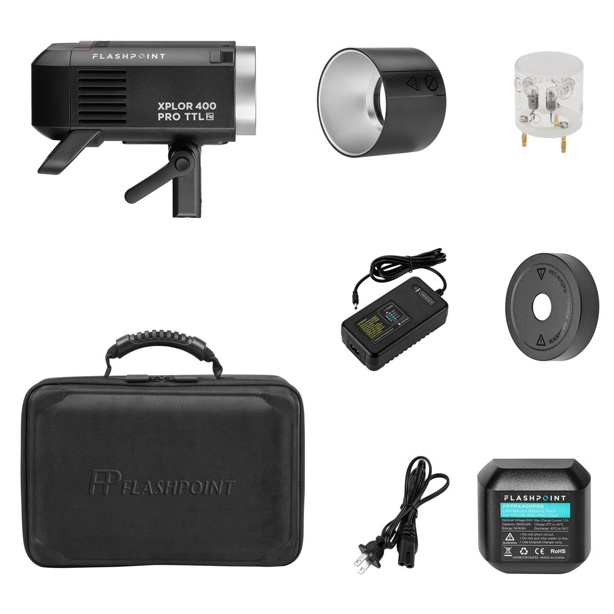 Flashpoint Xplor 400 Pro Ttl Li Ion Battery Powered Hss Strobe Light With Built In R2 2.4Ghz, Bowens Mount 400W Wireless Monolig
