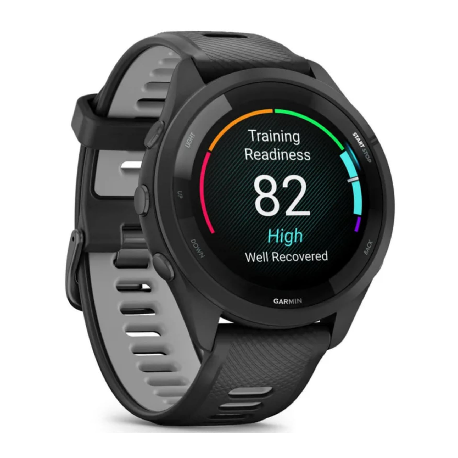 Garmin Forerunner 265 Running Smartwatch, Colorful Amoled Display, Training Metrics And Recovery Insights, Black And Powder Gray