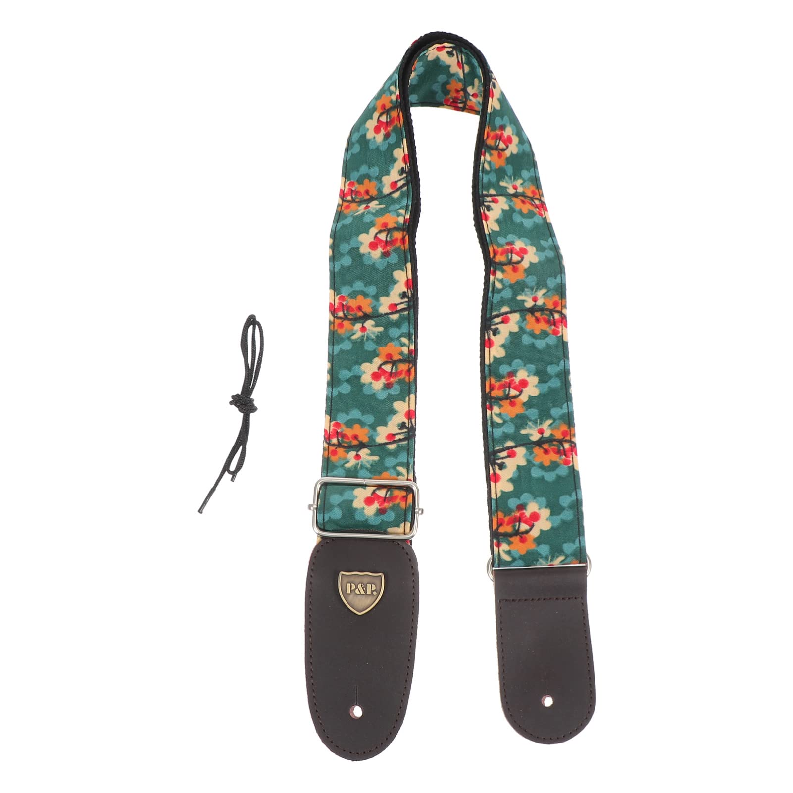 HEALLILY Guitar Strap Adjustable Comfortable Leather Flower Pattern for Acoustic Folk Classic Electric Guitars Ukulele Bass