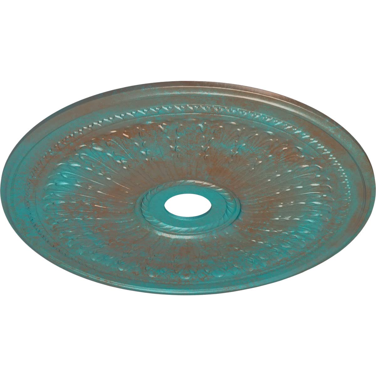 Ekena Millwork Cm29Oacgs Oakleaf Ceiling Medallion, 29 1/8''Od X 3 5/8''Id X 1''P, Hand Painted Copper Green Patina