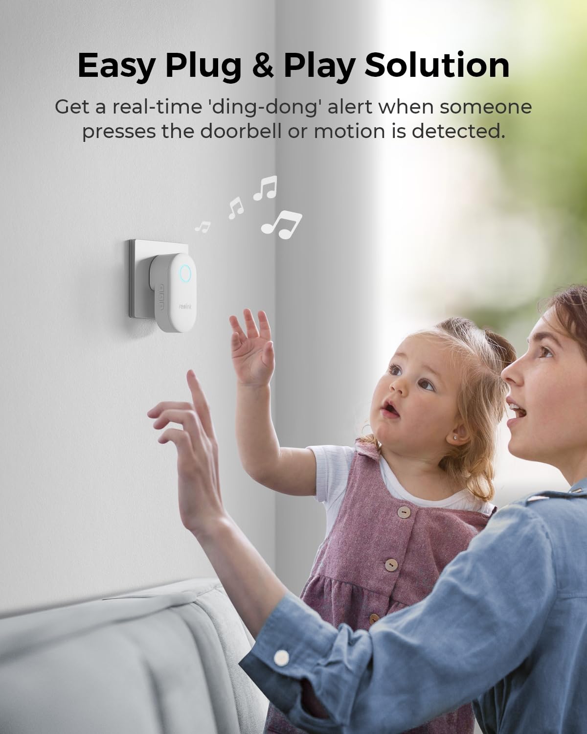 Reolink Digital Chime Only Compatible With Reolink Video Doorbell, Easy Plug & Play, Remote Control Via Reolink App, Multiple Ri