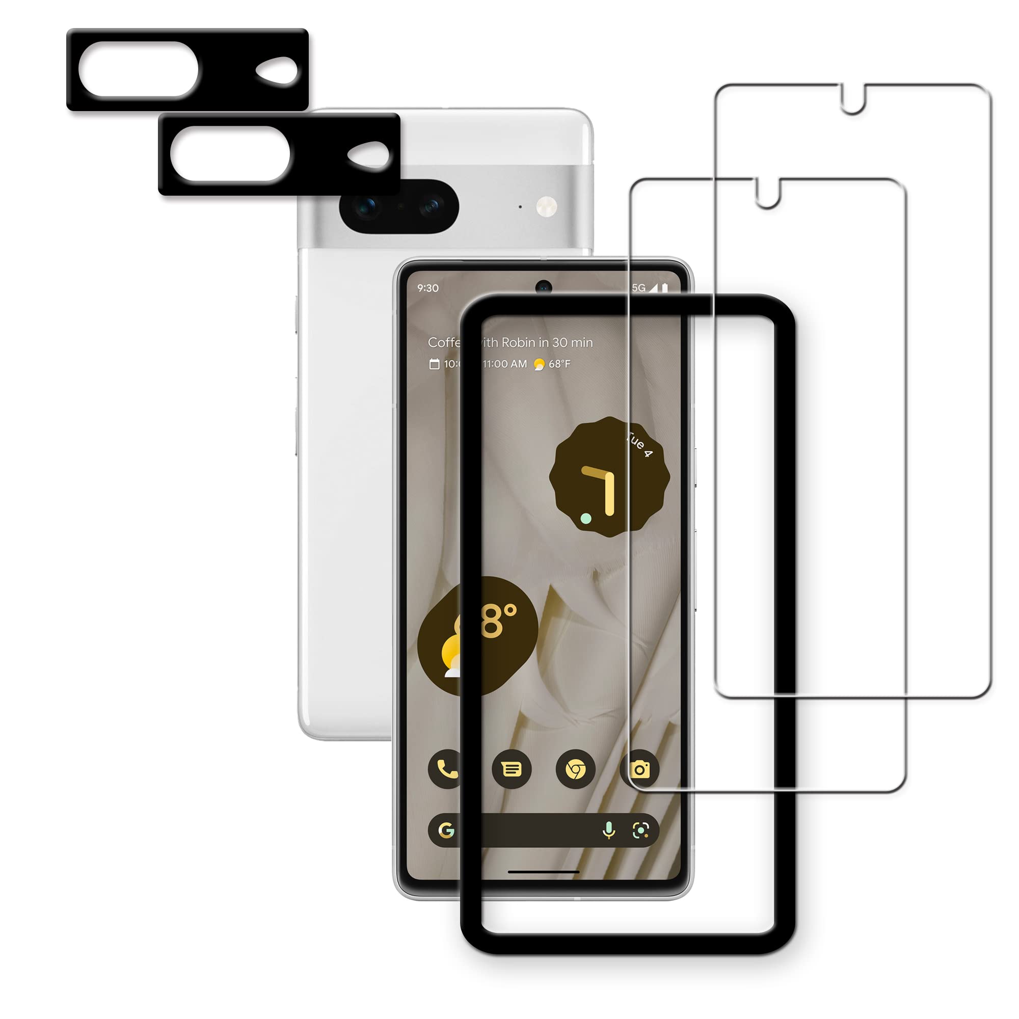 Hkkais Easy Alignment Frame Designed For Google Pixel 7 5G Tempered Glass Screen Protector 2 Pack Camera Lens Protector Film 2 P