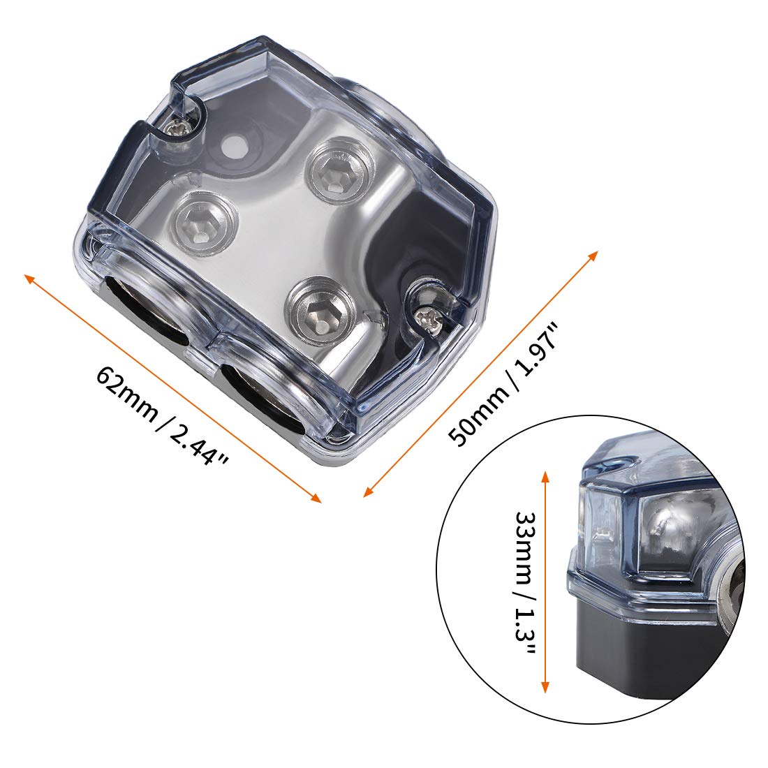 Uxcell 2 Way Power Distribution Block 0 Gauge In 0 Gauge Out Power Ground Distributor For Splitter 2Pcs