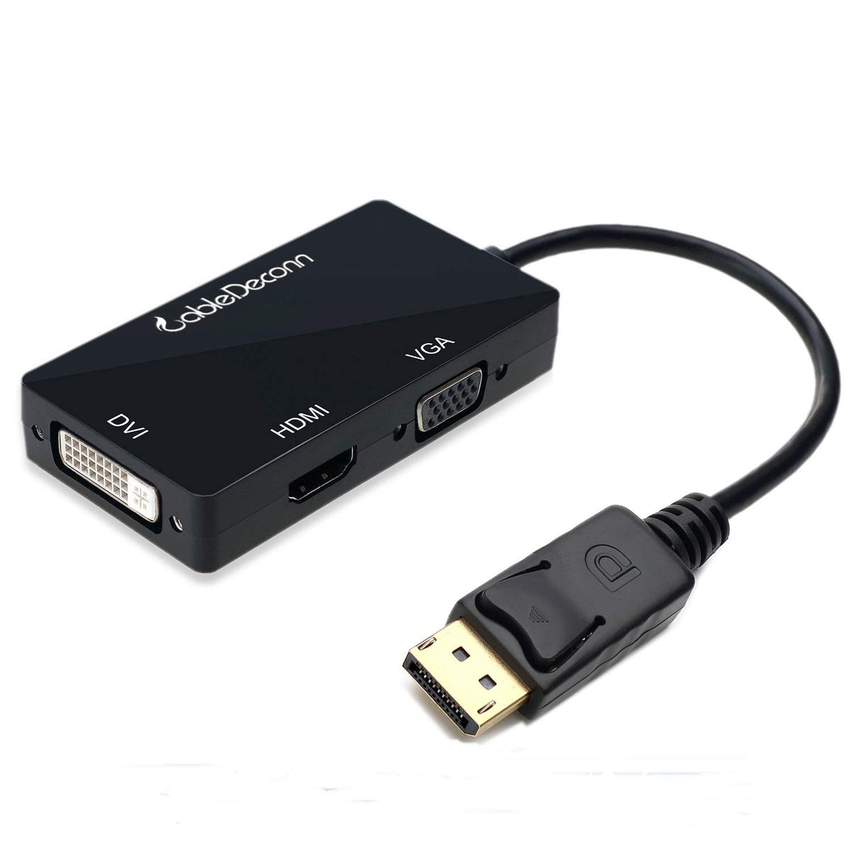 Cabledeconn Multi Function Displayport Dp To Hdmi/Dvi/Vga Male To Female 3 In 1 Adapter Converter Cable