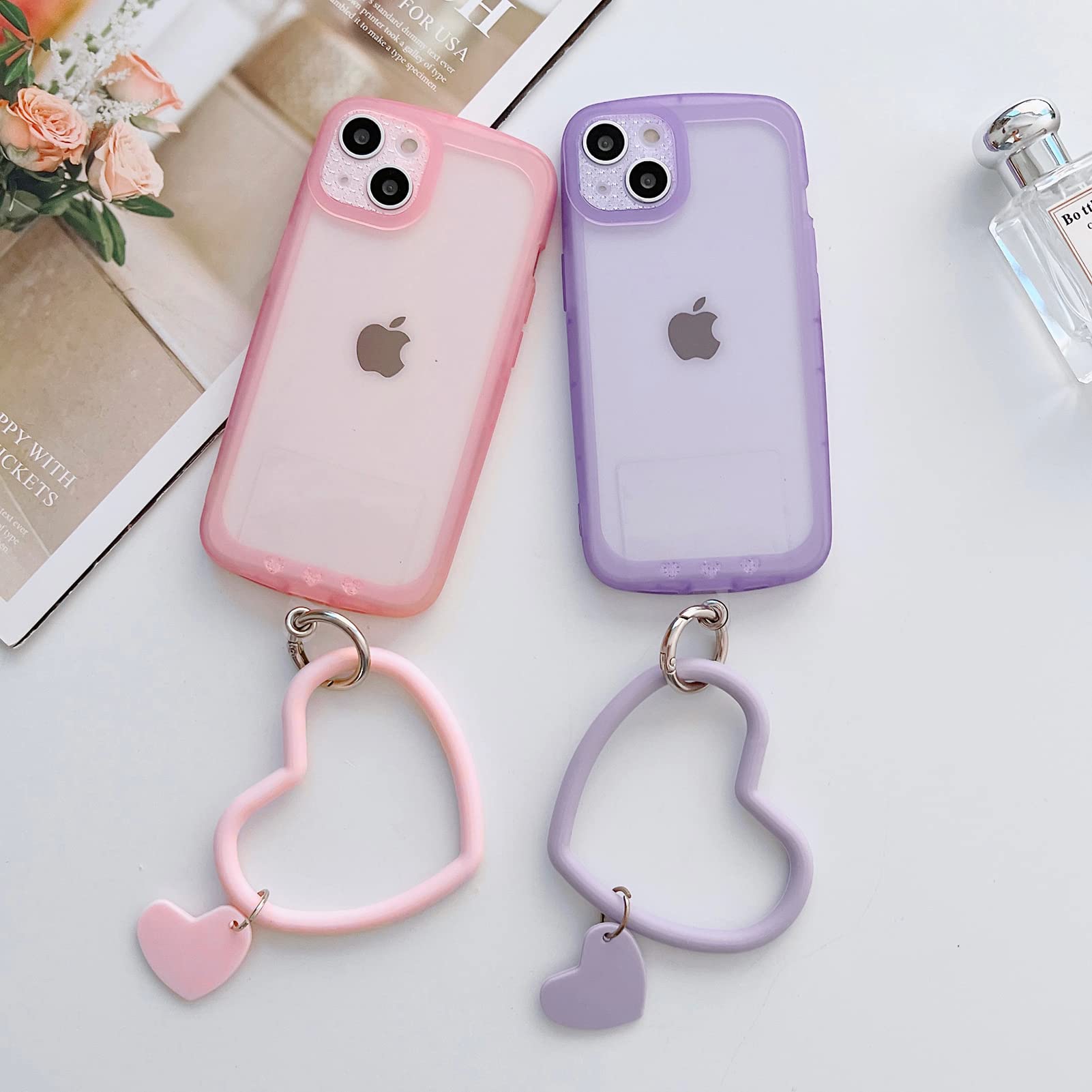 Naiadiy Silicone Heart Loop Phone Lanyard, Cell Phone Hand Wrist Lanyard Strap With Key Chain Holder, Universal For Phone Case A