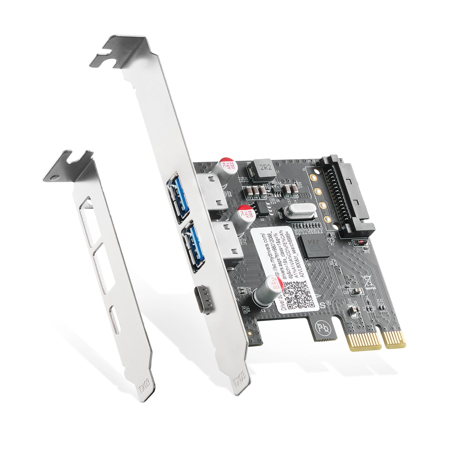 Binardat Pcie To Usb 3.0 Expansion Card, 2 Usb Type A And 1 Usb Type C Ports, Self Powered, Low Profile Bracket, Usb3 Hub Contro