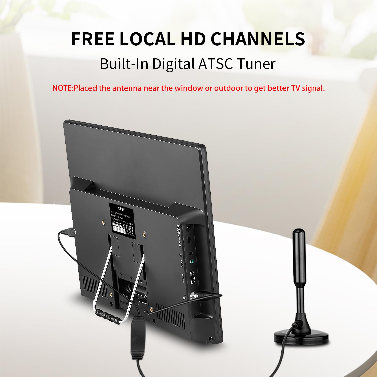 Othoig Portable Tv,14Inch Small Kitchen Tv With Battery Hdmi,Usb,Av Slot And Antenna,12 Volt Car Cable/Ac For Rv Car/Camping(Us