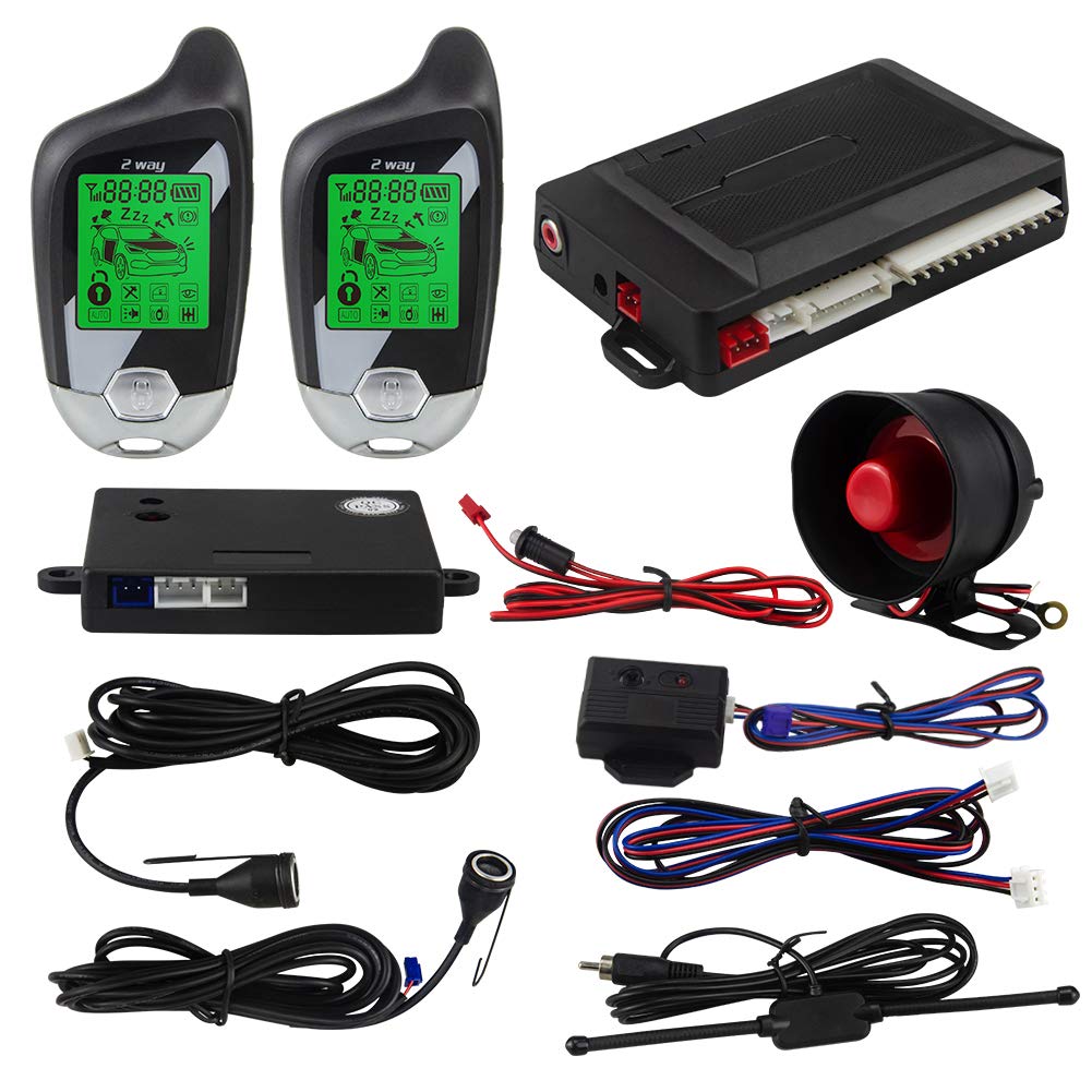 Easyguard Ec203 2 Way Car Alarm System With Lcd Pager Display, Ultrasonic Sensor & Shock Sensor Dc12V