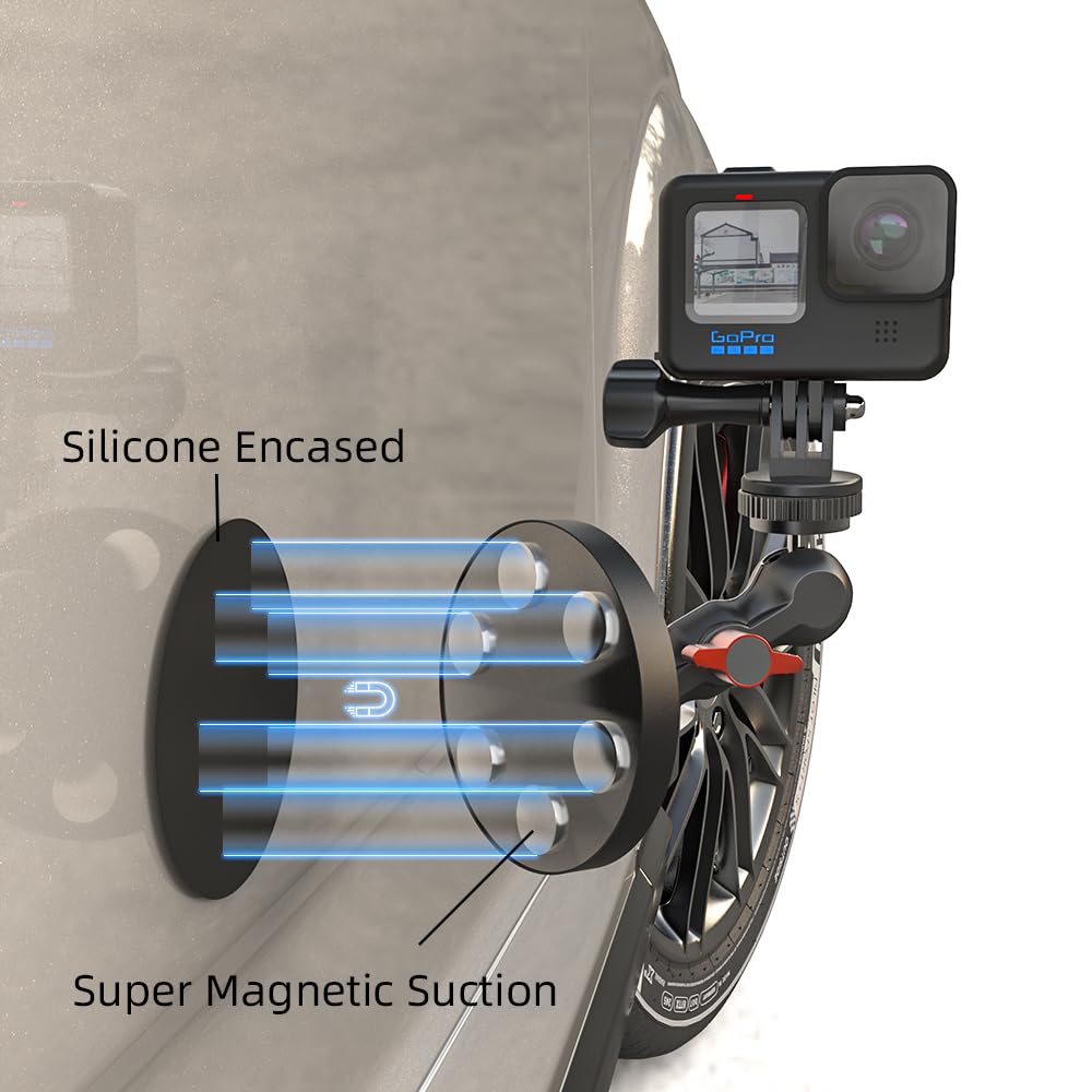 Skezn Magnetic Camera Mount With 2 Ball Joints, Compatible With Gopro Hero 13/12/11/10/9/8 Black, Dji Osmo Action 4/3, Campark, Akaso And More