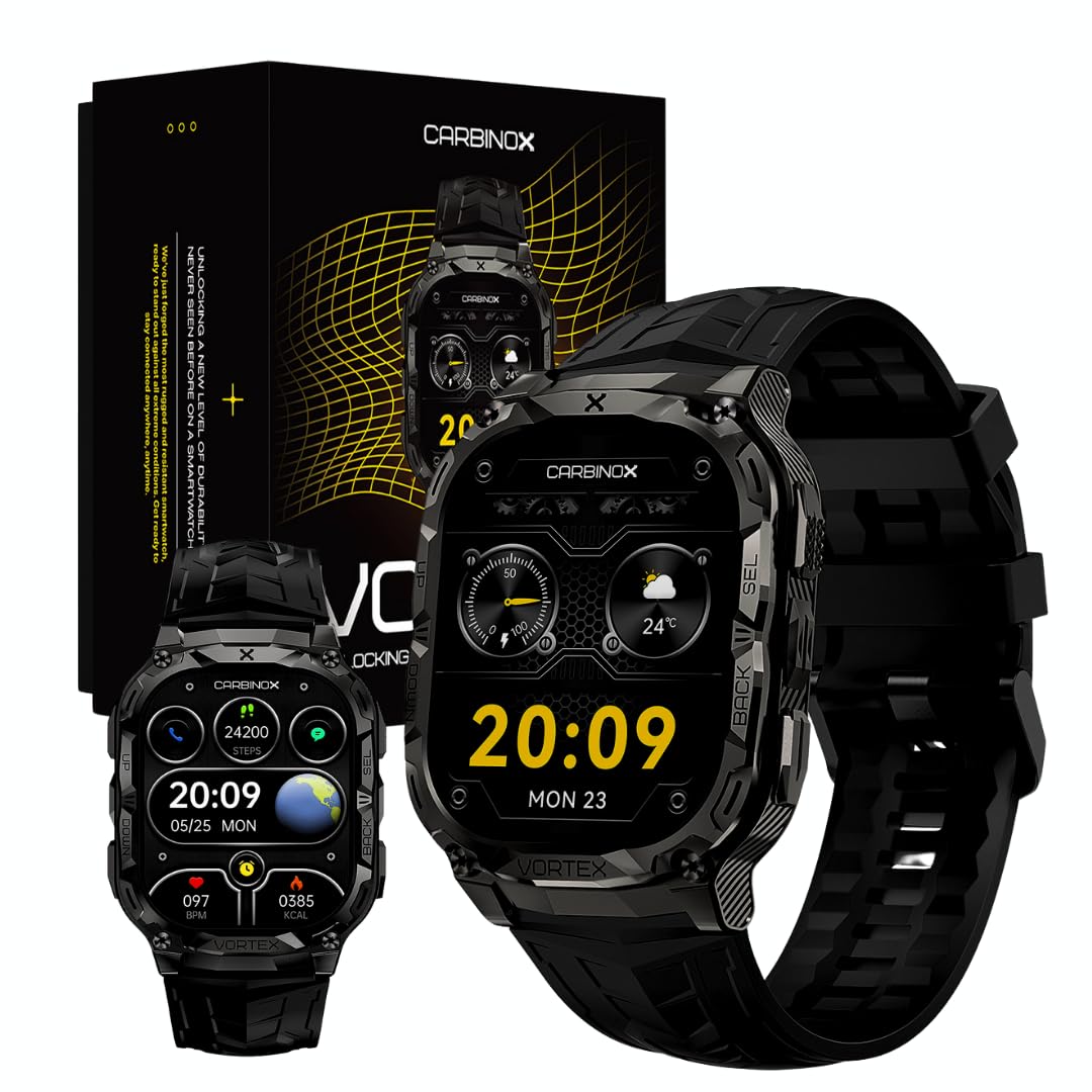 Carbinox Vortex Smart Watch (Answer/Make Calls), Rugged Fitness Tracker Ip69K Waterproof Compatible With Android And Ios Phone, 