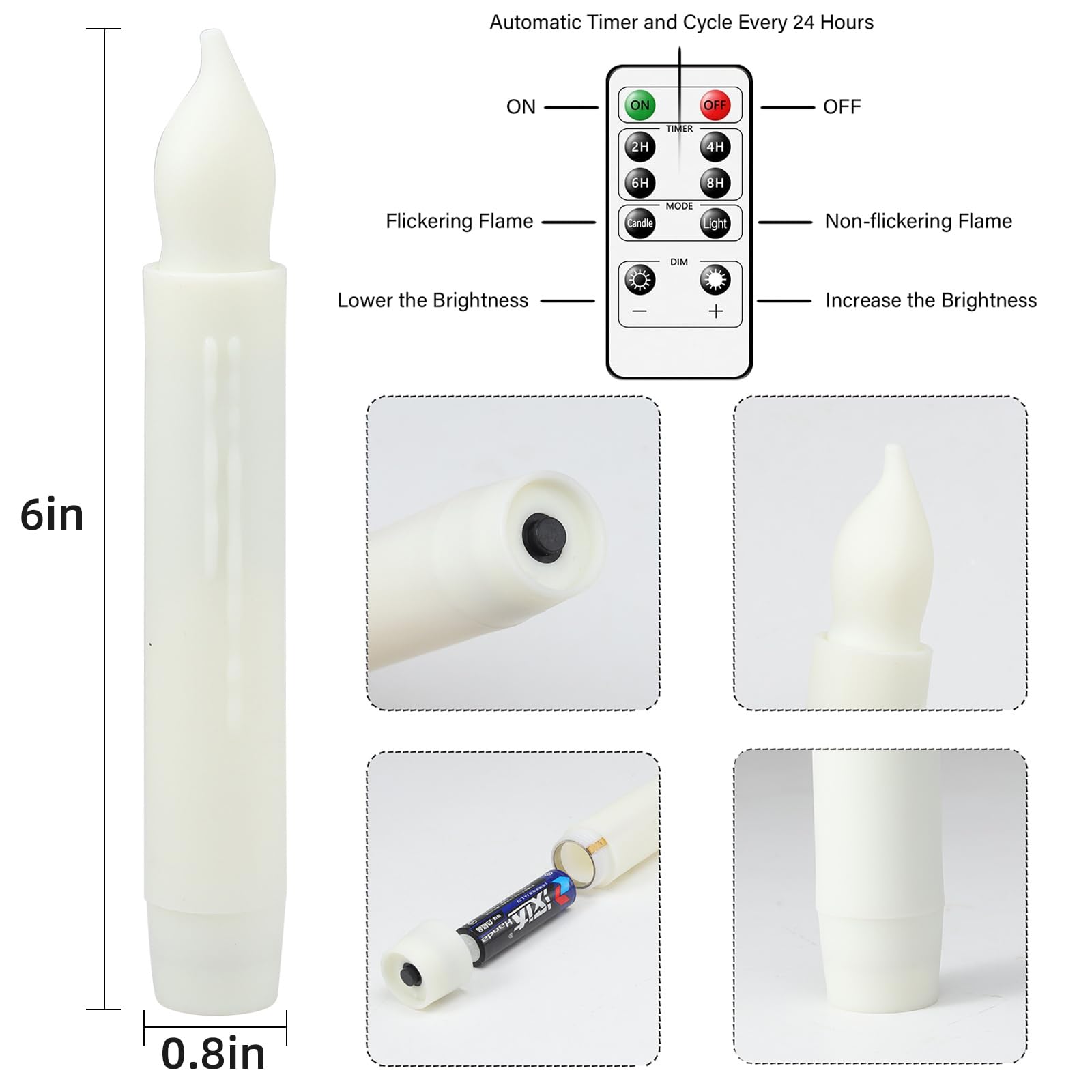 Mumchasi Flameless Candles With Remote, Battery Operated Candlesticks, Led Taper Candles With Timer, Flickering Electric Candles