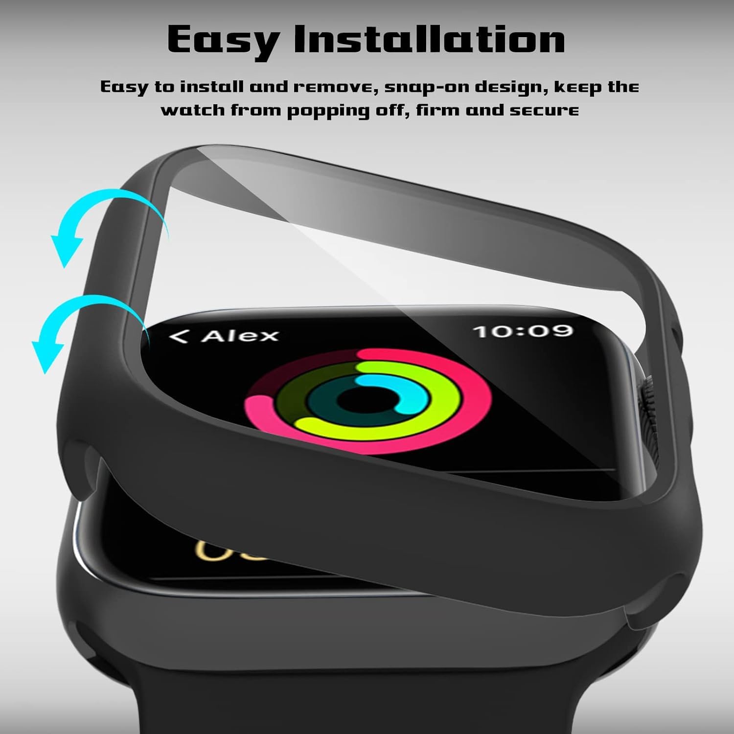 Ewuonu 2 Pack Case For Apple Watch 44Mm Se 3 Series 6/5/4/Se 2Nd Gen With Tempered Glass Screen Protector, Full Protective Cover