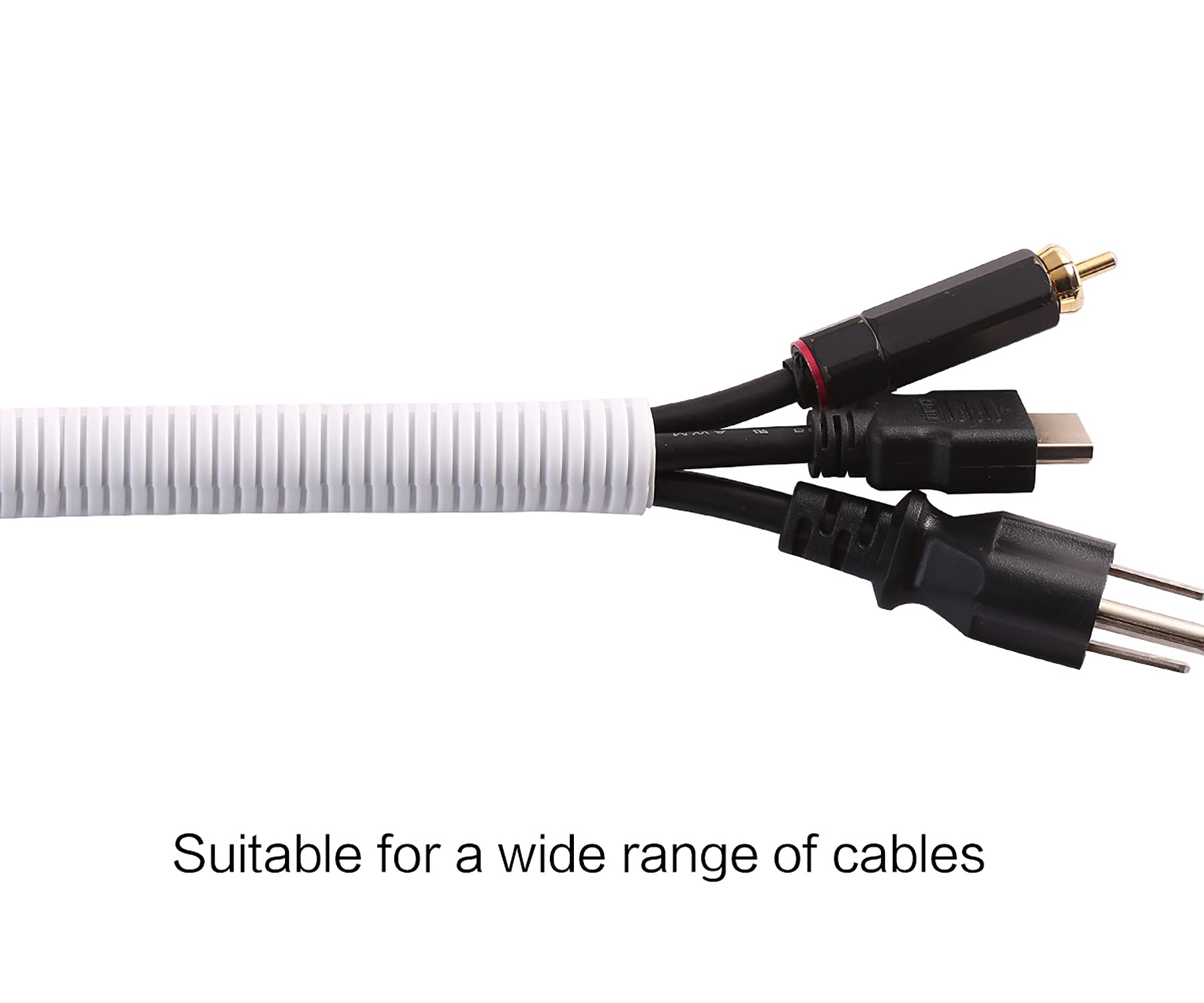 Alex Tech 10Ft   1/2 Inch Split Wire Loom Tubing Wire Conduit   White