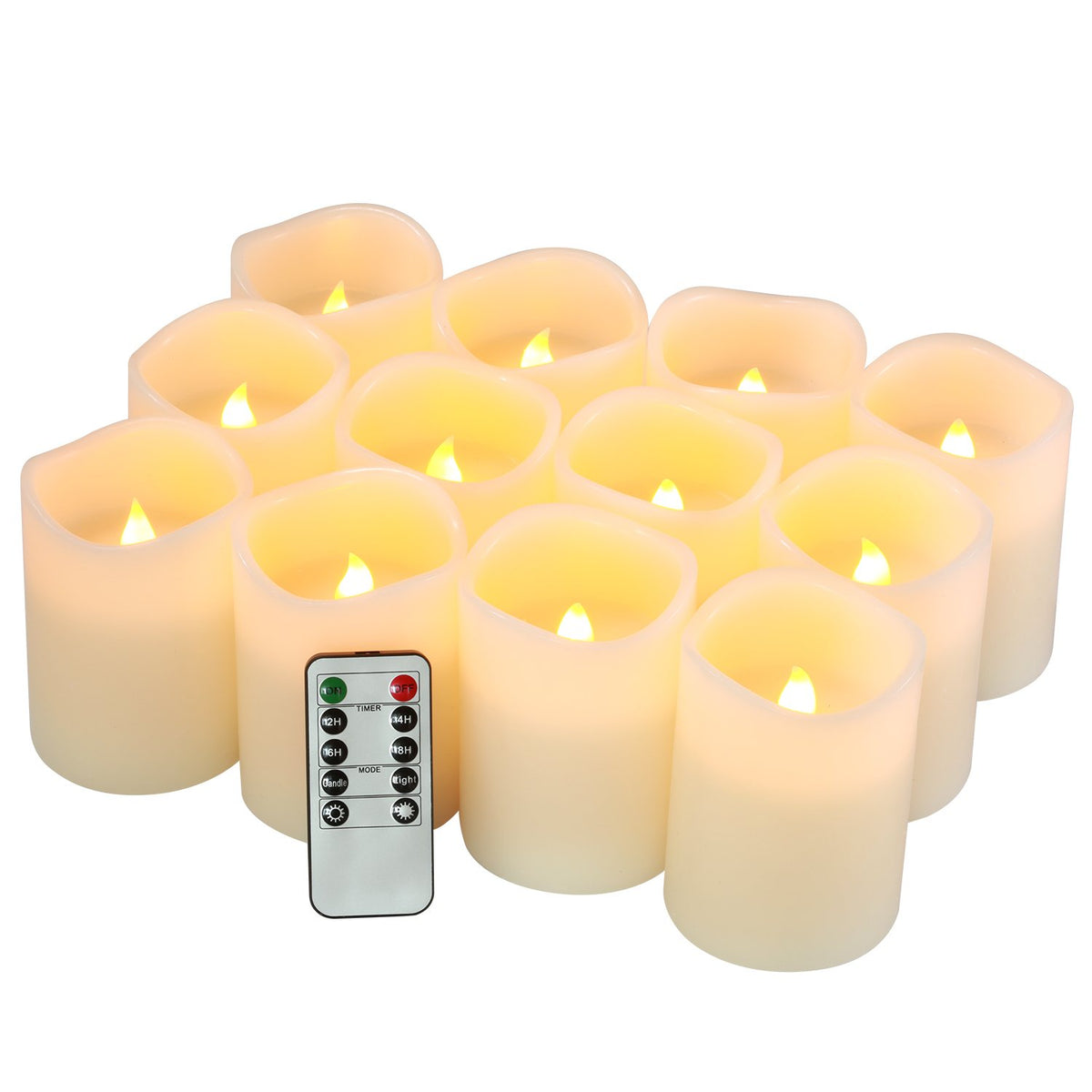 Flameless Candles Battery Operated Candles Set Of 12(D:3'' X H:4'') Pillar Real Wax Led Candles With 10-Key Remote And Cycling 2