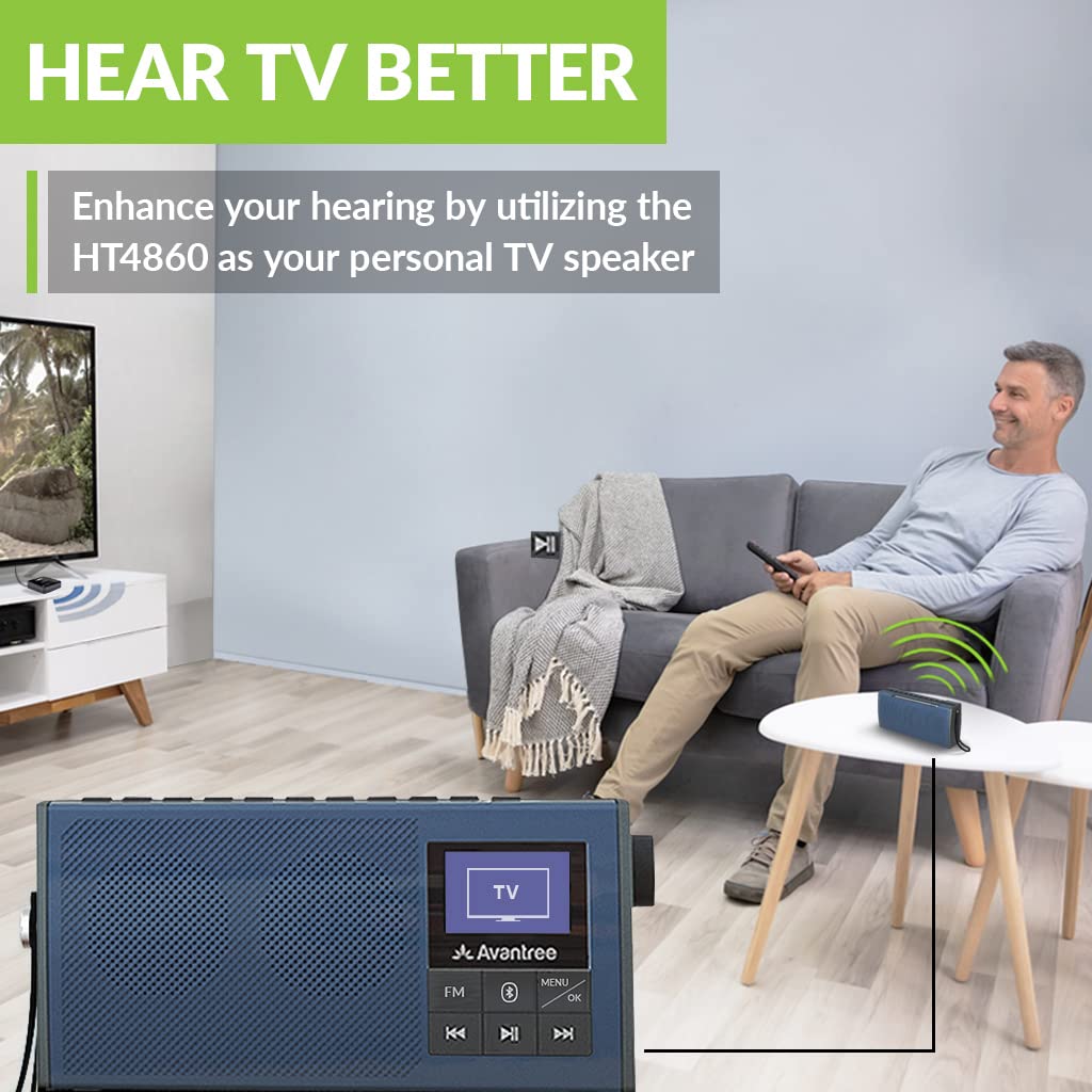 Avantree Wireless Portable Tv Speaker & Fm Radio 2 In 1, With Low Latency Bluetooth Tv Transmitter, Ideal For Seniors, Hard Of H