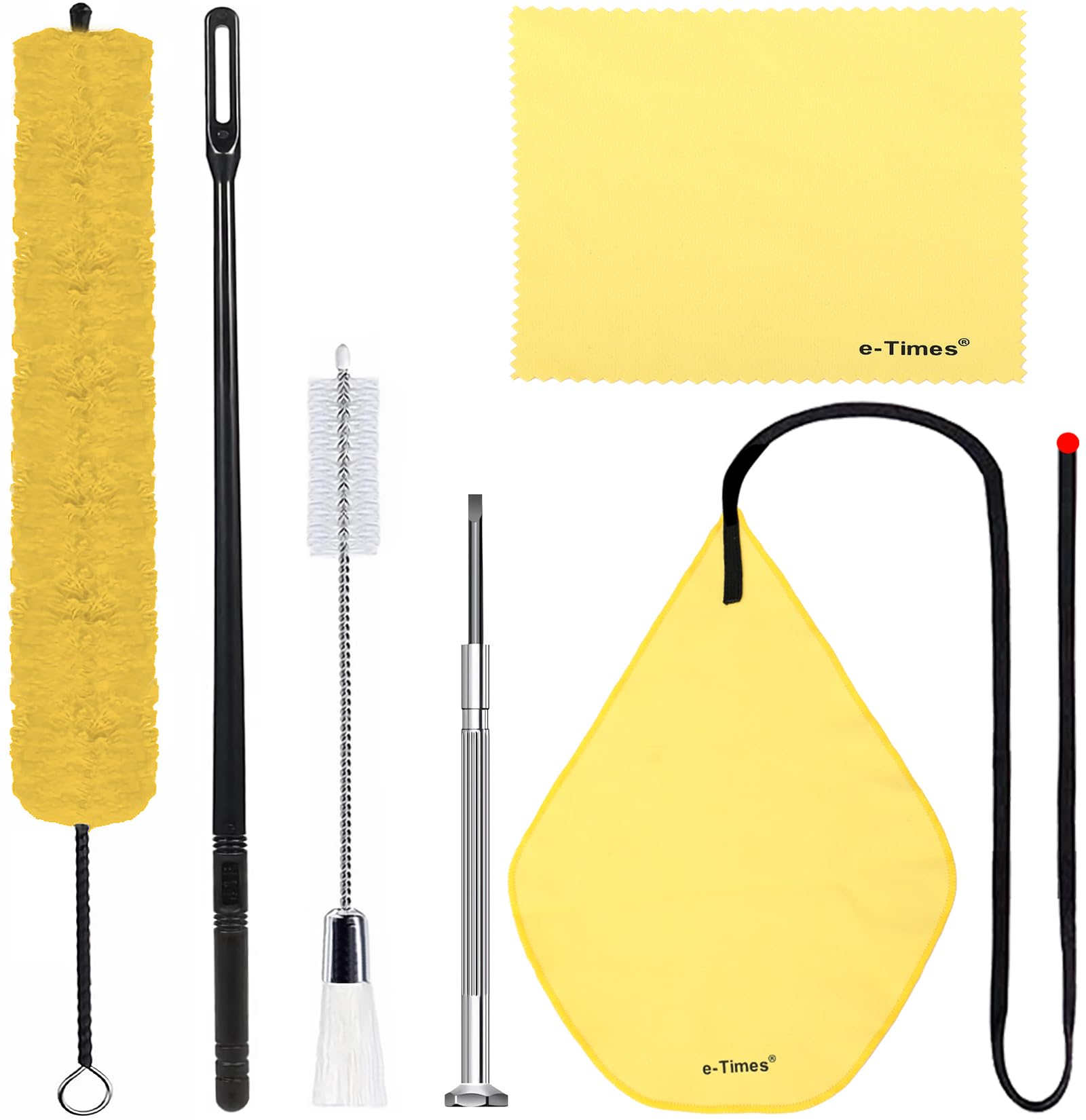 Flute Cleaning Kit, Flute Care Kit Including Swab, Rod, Brush, Screwdriver, Square Cotton Cloth & Integrated Gravity Rope Cloth,