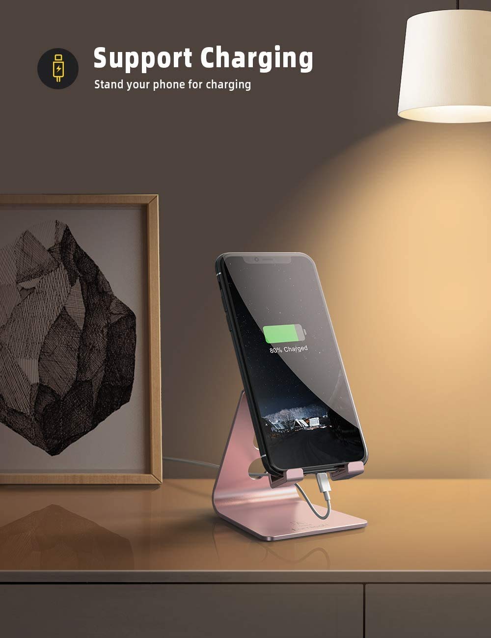 Lamicall Adjustable Cell Phone Stand Desk Phone Holder, Cradle Dock, Compatible With Phone 15 14 13 12 Mini 11 Pro Xs Max Xr X 8