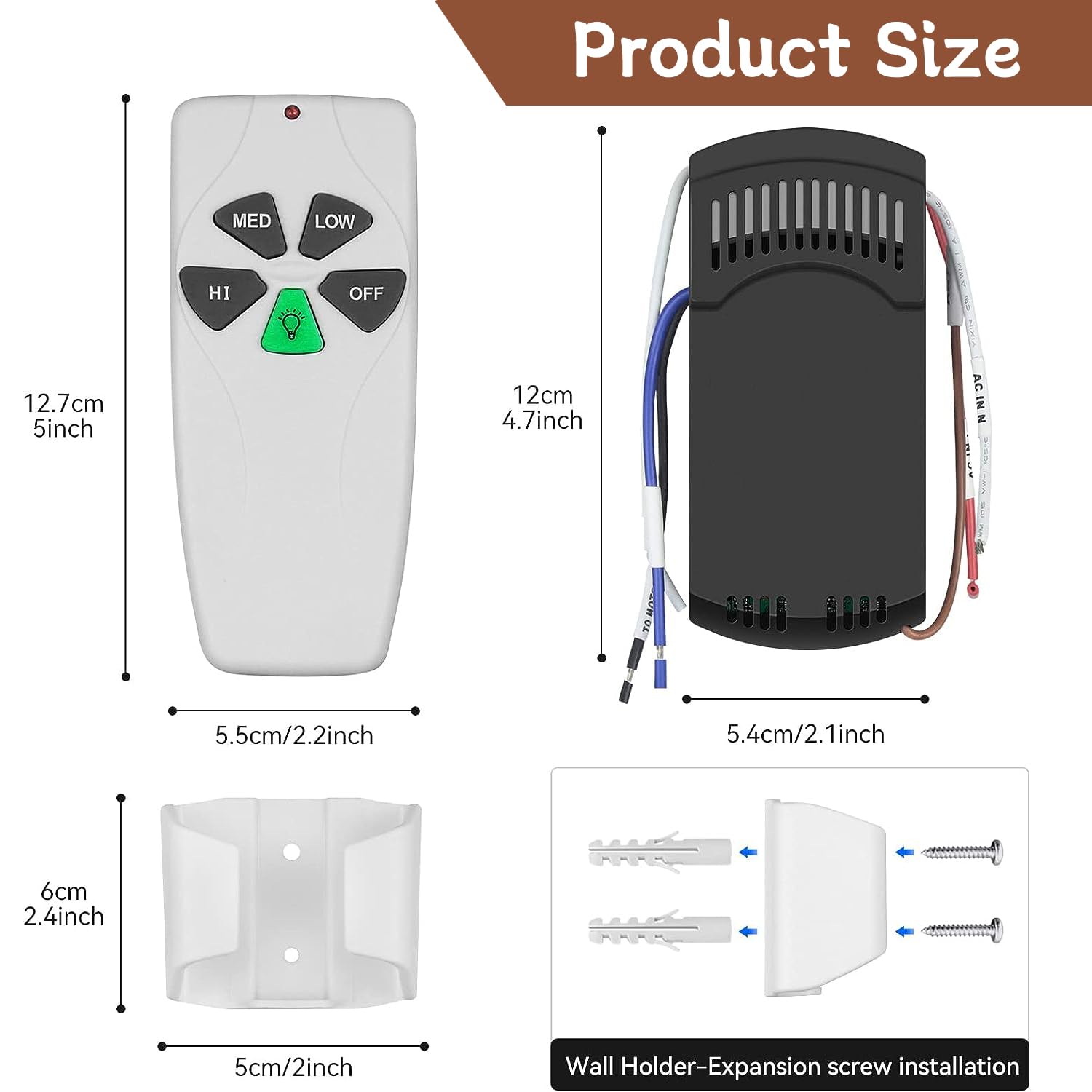 Universal Ceiling Fan Remote Control Kit,Replacement For Harbor Breeze,Hunter,Hampton Bay,Litex,3 Speed,Light Control, With Rece