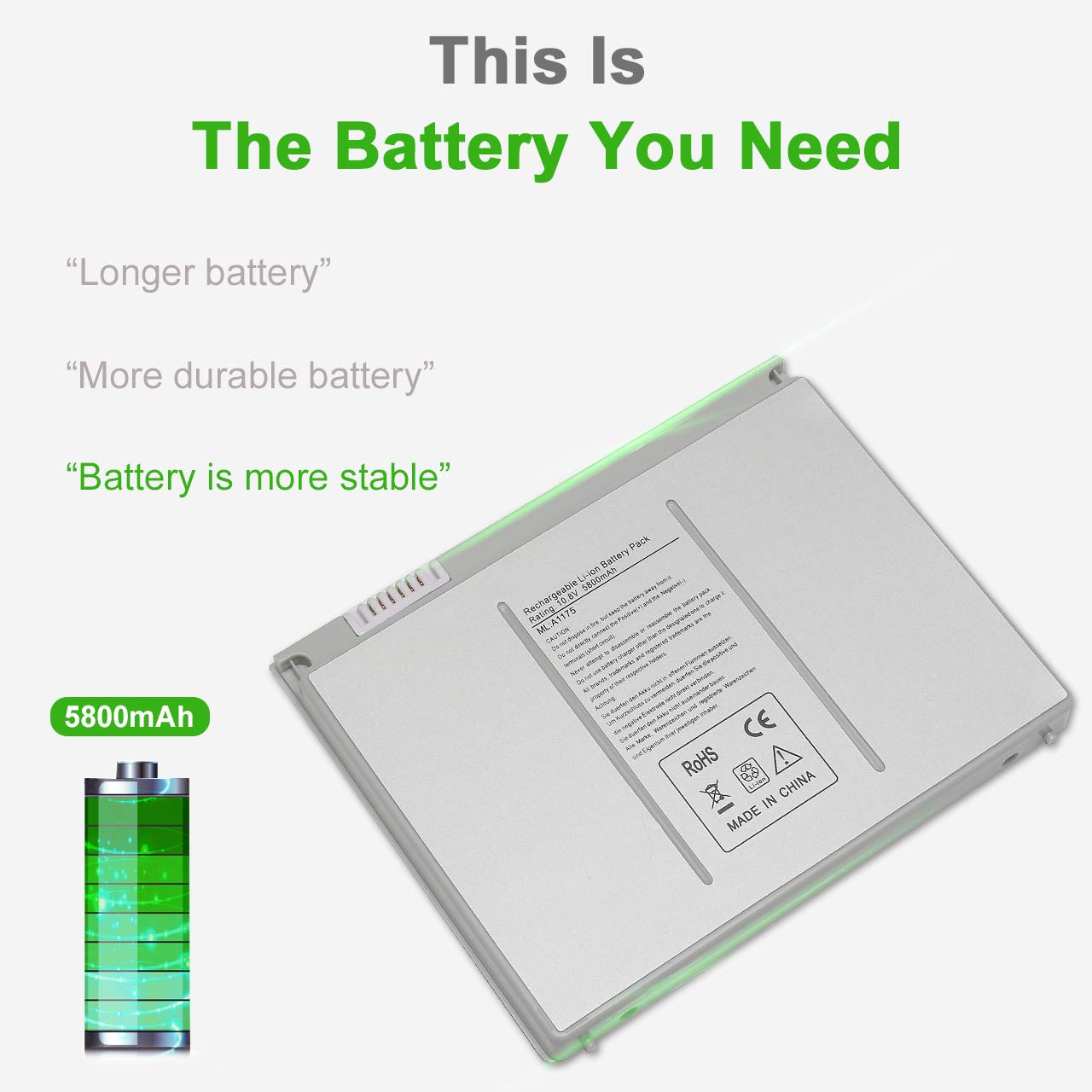 Solice A1175 A1260 A1211 A1226 A1150 (Only For 2006 2007 2008 Version) New Li Ion Laptop Battery For Apple Macbook Pro 15 Inch M