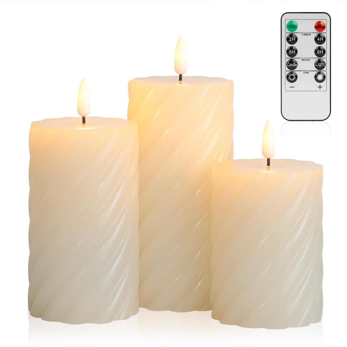 Angelloong Battery Operated Candles With Remote, Led Flameless Candles Flickering With Timer, Fake Electric Pillar Candles For H