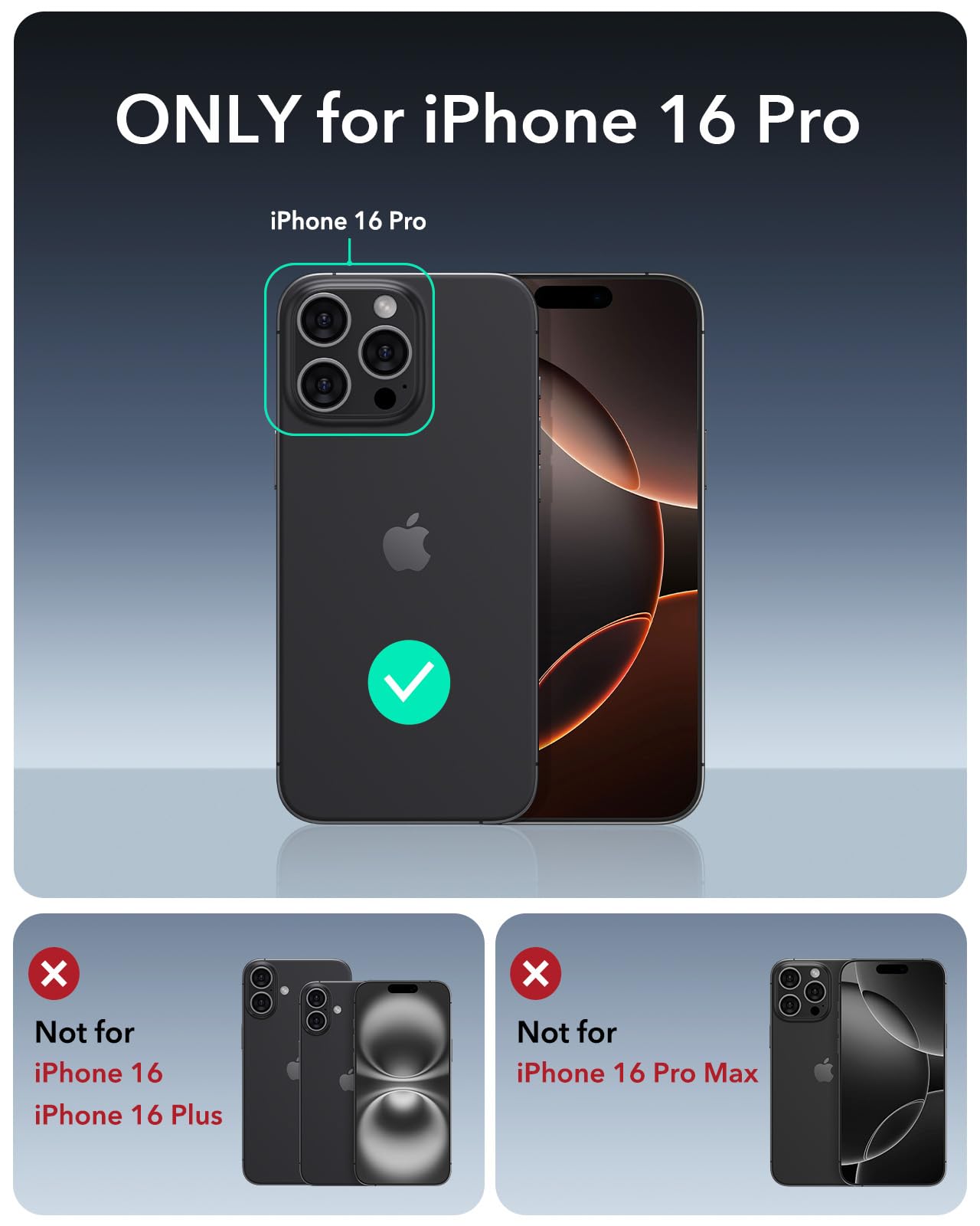 Esr For Iphone 16 Pro Case With Stand, 23Ft Military Grade Drop Protection, Heavy Duty Magnetic Phone Case, Compatible With Mags