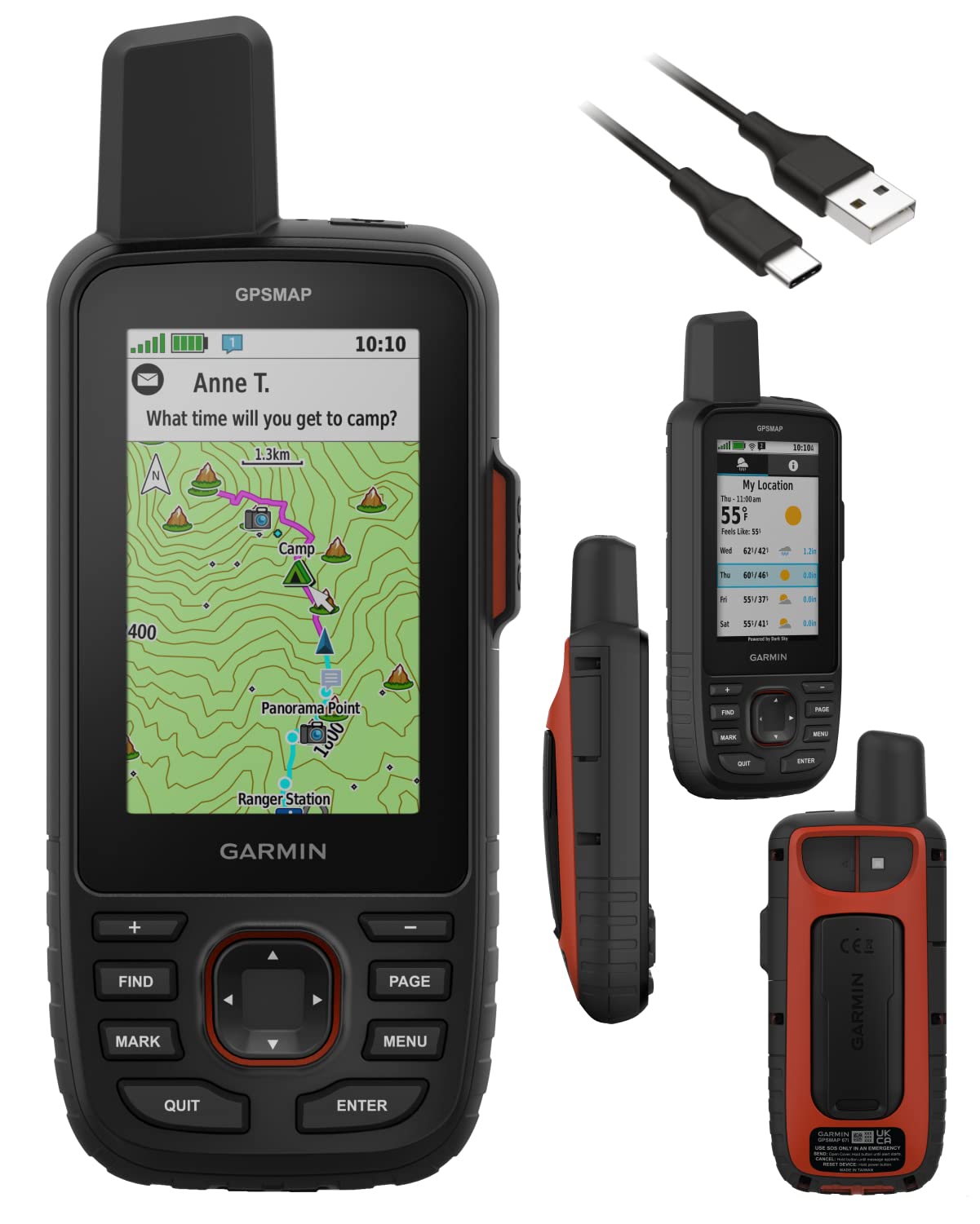 Wearable4U - Garmin Gpsmap 67I Rugged Gps Hiking Premium Handheld, 3In Display With Power Pack Bundle