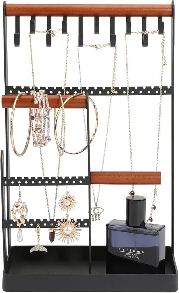 Mis Handicraft Jewelry Organizer Stand Necklace Holder, 6Tier Jewelry Tree Stand Organizer With Bracelet Holder Ring Tray And 1