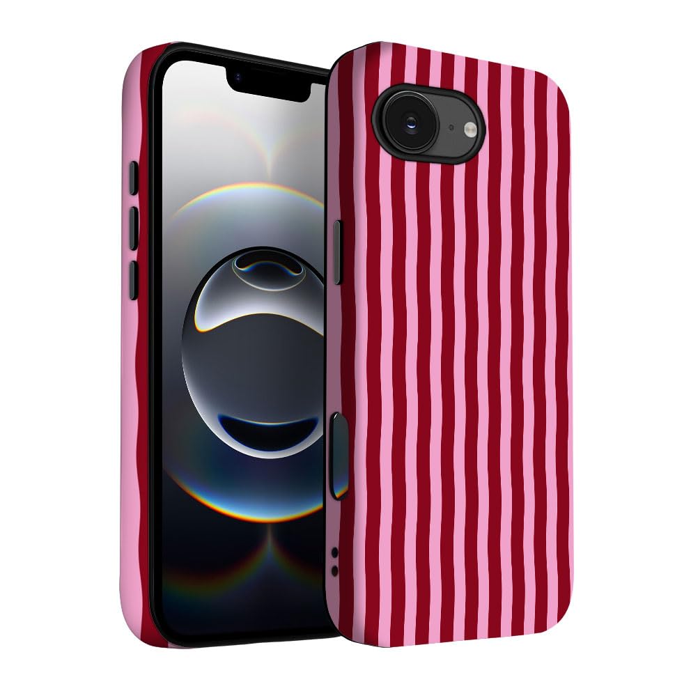 Yuzbira for iPhone 16E Case | Red Stripes | Slim Drop Protection Design