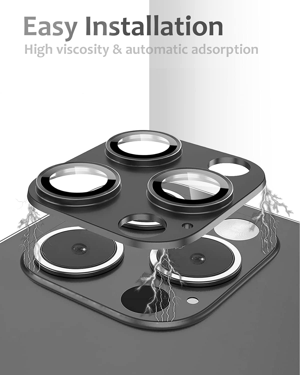 [2 Pack] Tamoria Compatible For Iphone 13 Pro / 13 Pro Max Camera Lens Protector Metal Plus Tempered Glass Camera Cover Support