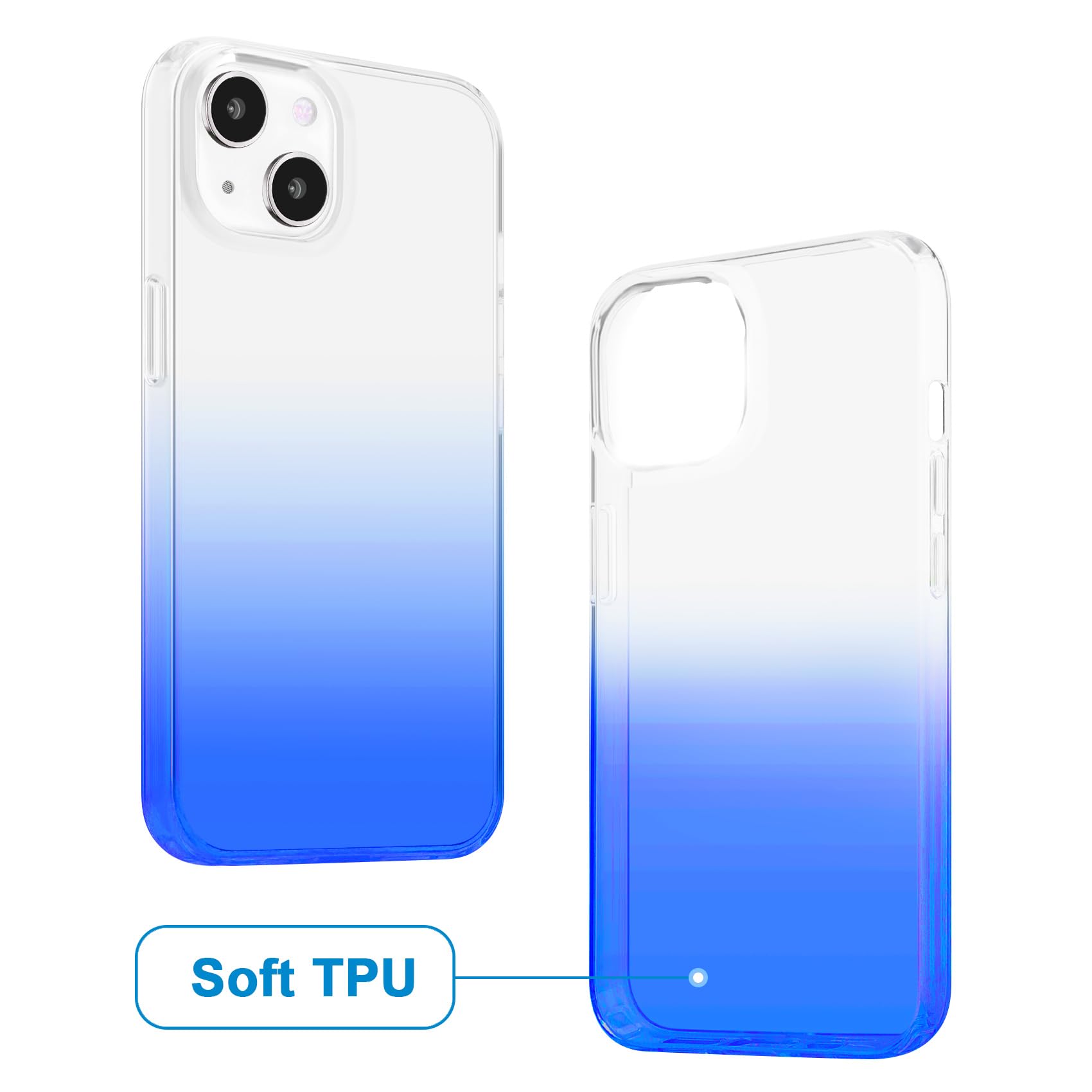 Jjgoo Compatible With Iphone 13 Case Clear Soft Transparent Shockproof Protective Slim Thin Bumper Phone Cover, Gradient Blue