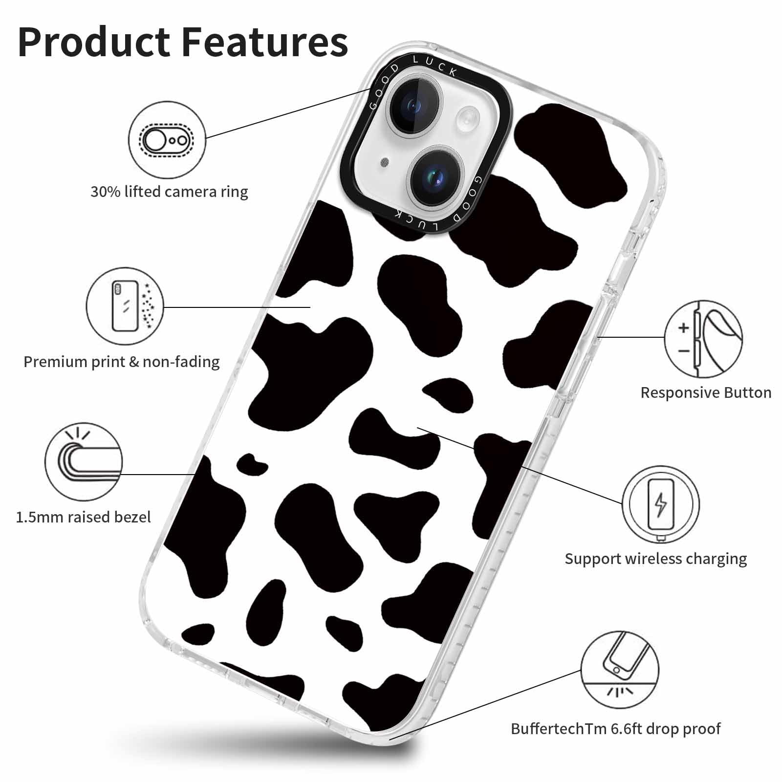 Rumdey 2 Pack Cute Pattern For Iphone 13 Mini 5.4'' Phone Case, Cow Print Aesthetic Design Clear Cases Soft Silicone Slim Tpu Sh