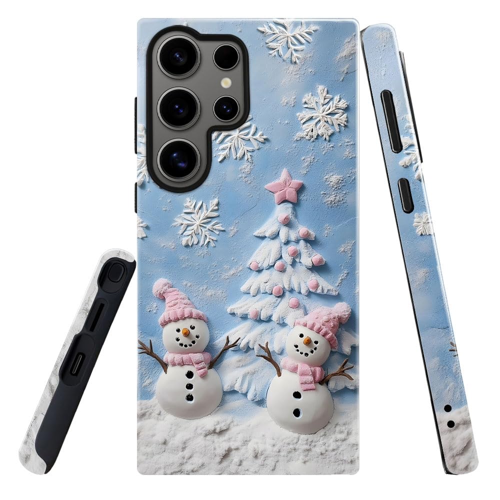 DAIZAG Case for Samsung Galaxy S25 Ultra,Military-Grade Protection Cover,Cute Snowman Flower Christmas Tree(Glossy)