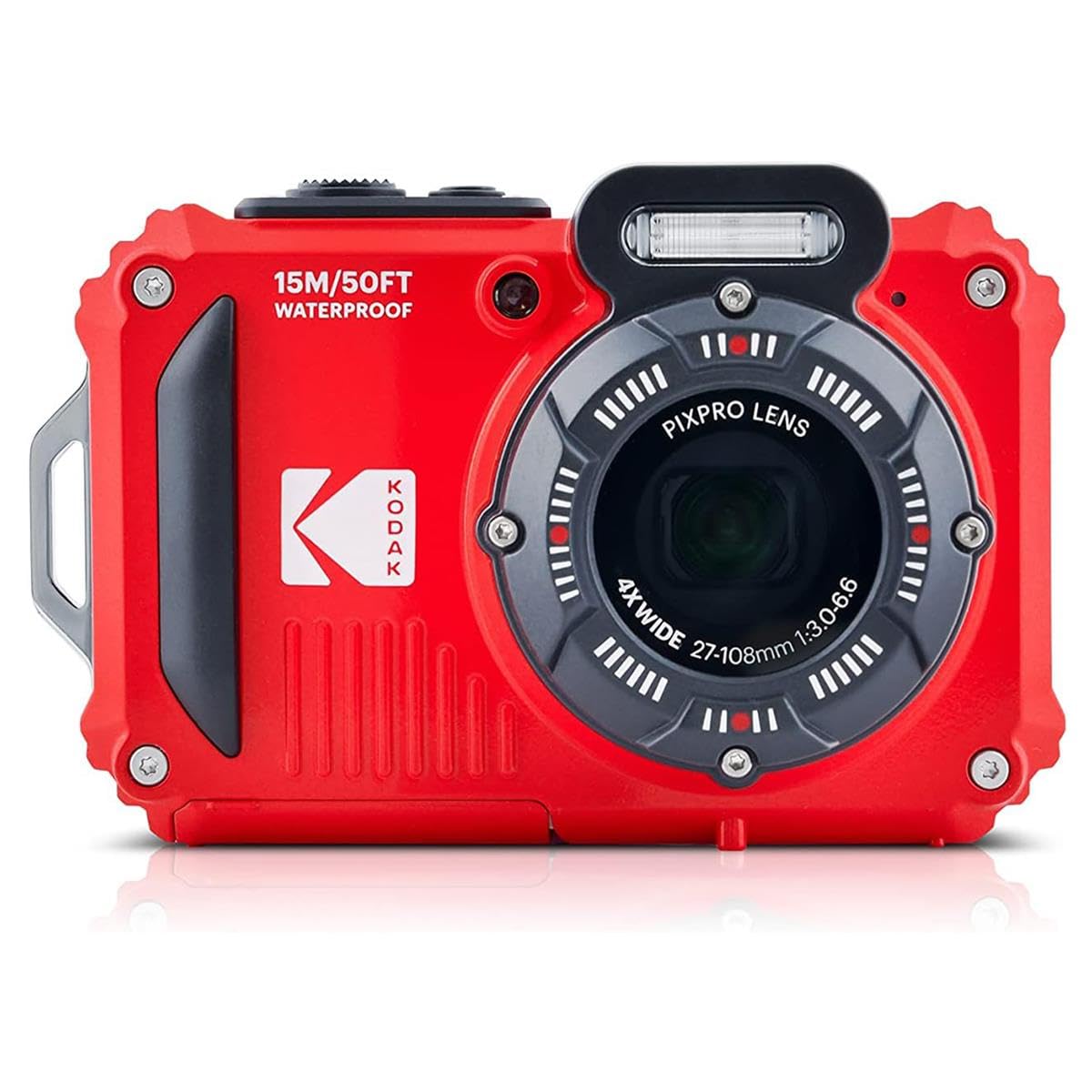 Kodak Pixpro Wpz2 16Mp Full Hd Waterproof Rugged Digital Camera, Red, Bundle With 32Gb Memory Card And Camera Bag