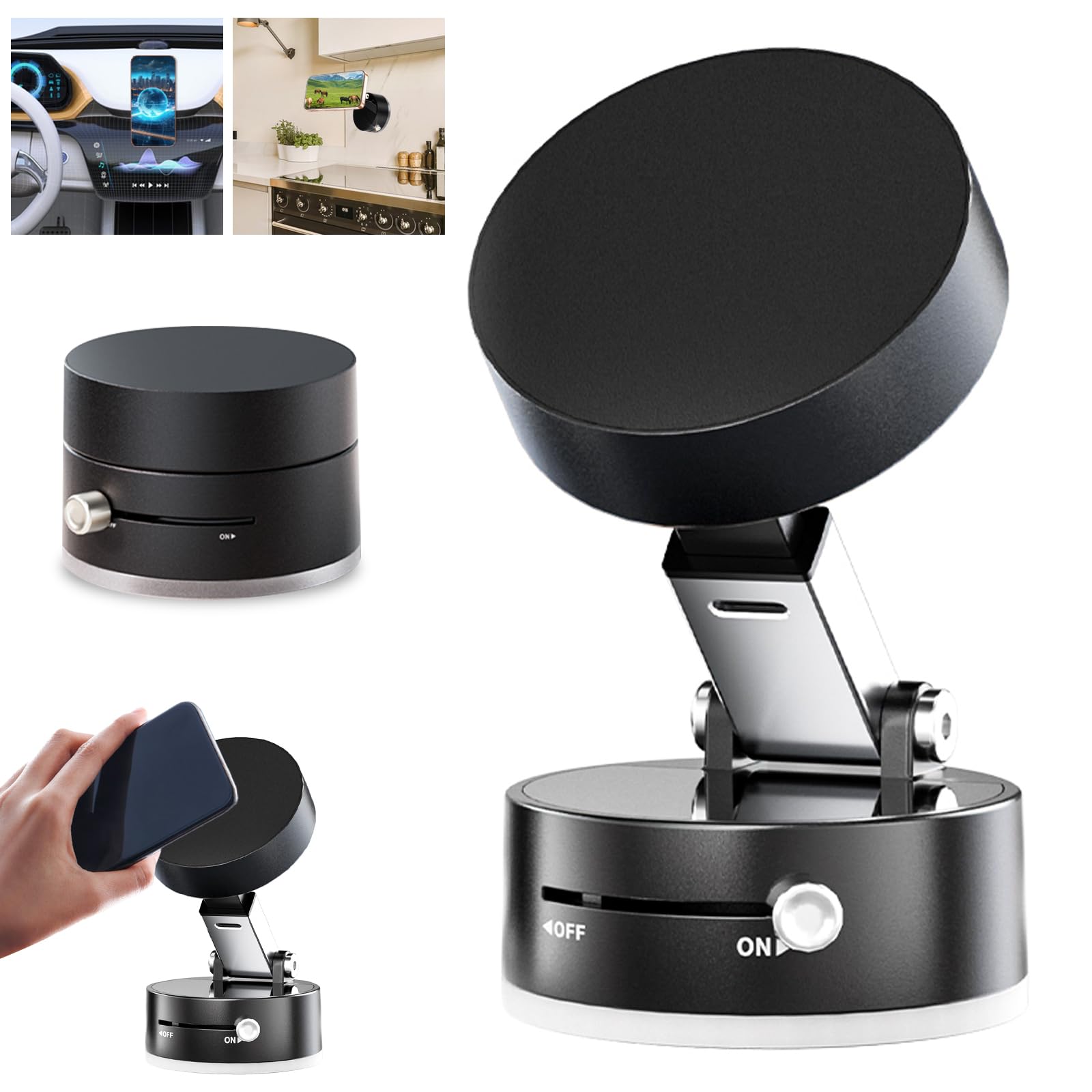 Newvenper Vacuum Magnetic Phone Holder Updated Suction Cup Phone Mount Foldable Multi-Scenario Application 360 Adjustable Magnet