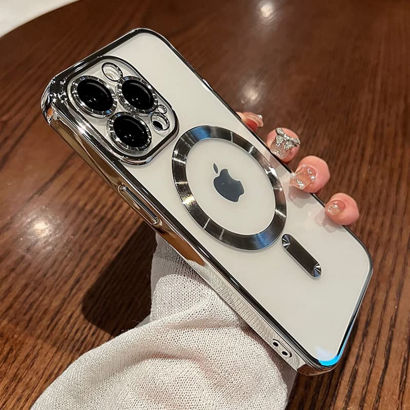 Ziye Magnetic Case For Iphone 14 Pro Max Case [Compatible With Magsafe] Camera Lens Protector Plating Luxury Cover For Women Men