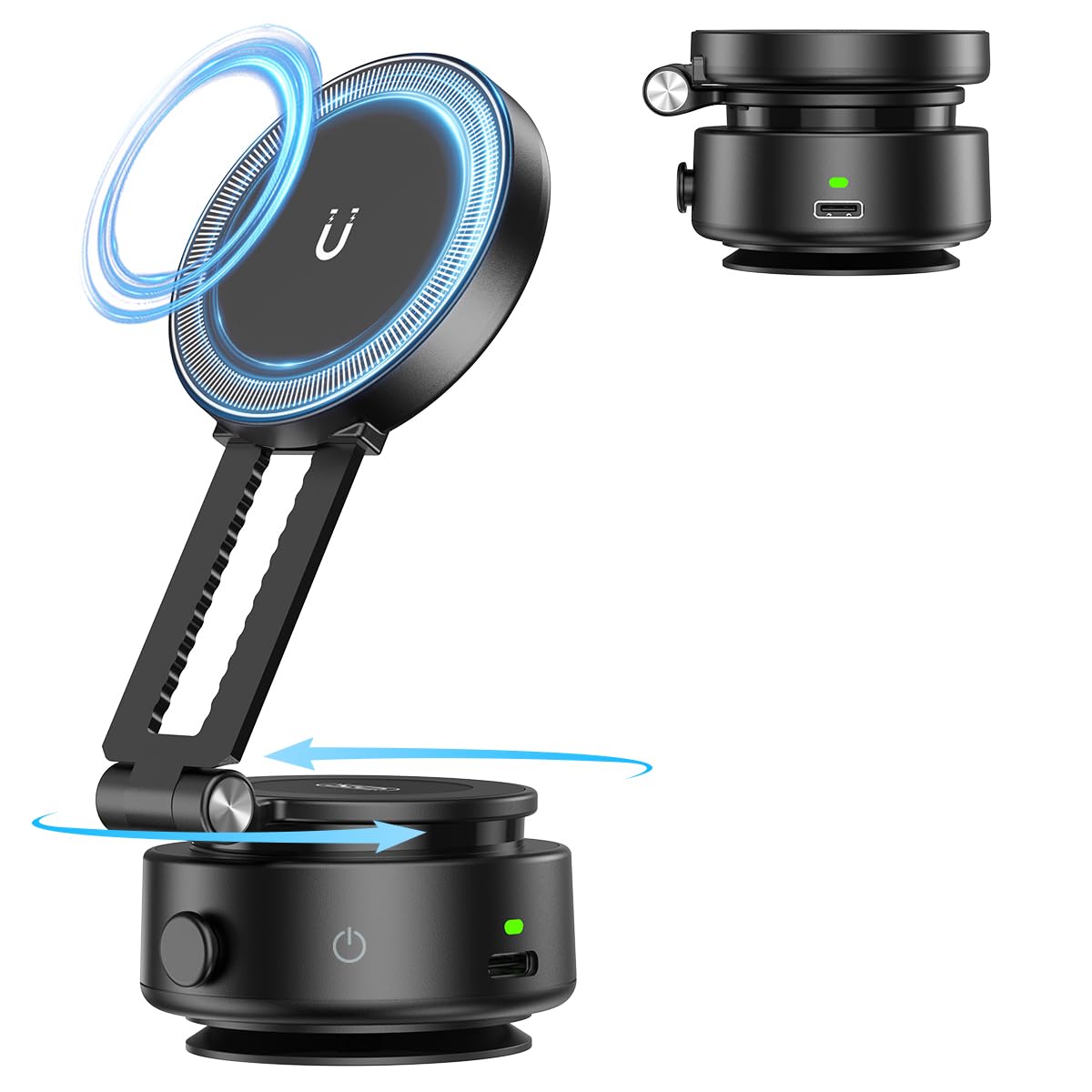 Electric Vacuum Suction Car Phone Holder, 360 Rotation Magnetic Phone Holder For Car Foldable Strong Suction Adjustable Car Phon