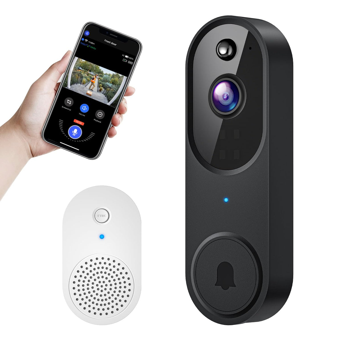 Hubposh Wi-Fi Smart Video Doorbell Camera Wireless With Motion Detection, Night Vision, Cloud Storage, Two Way Audio, Chime Ring