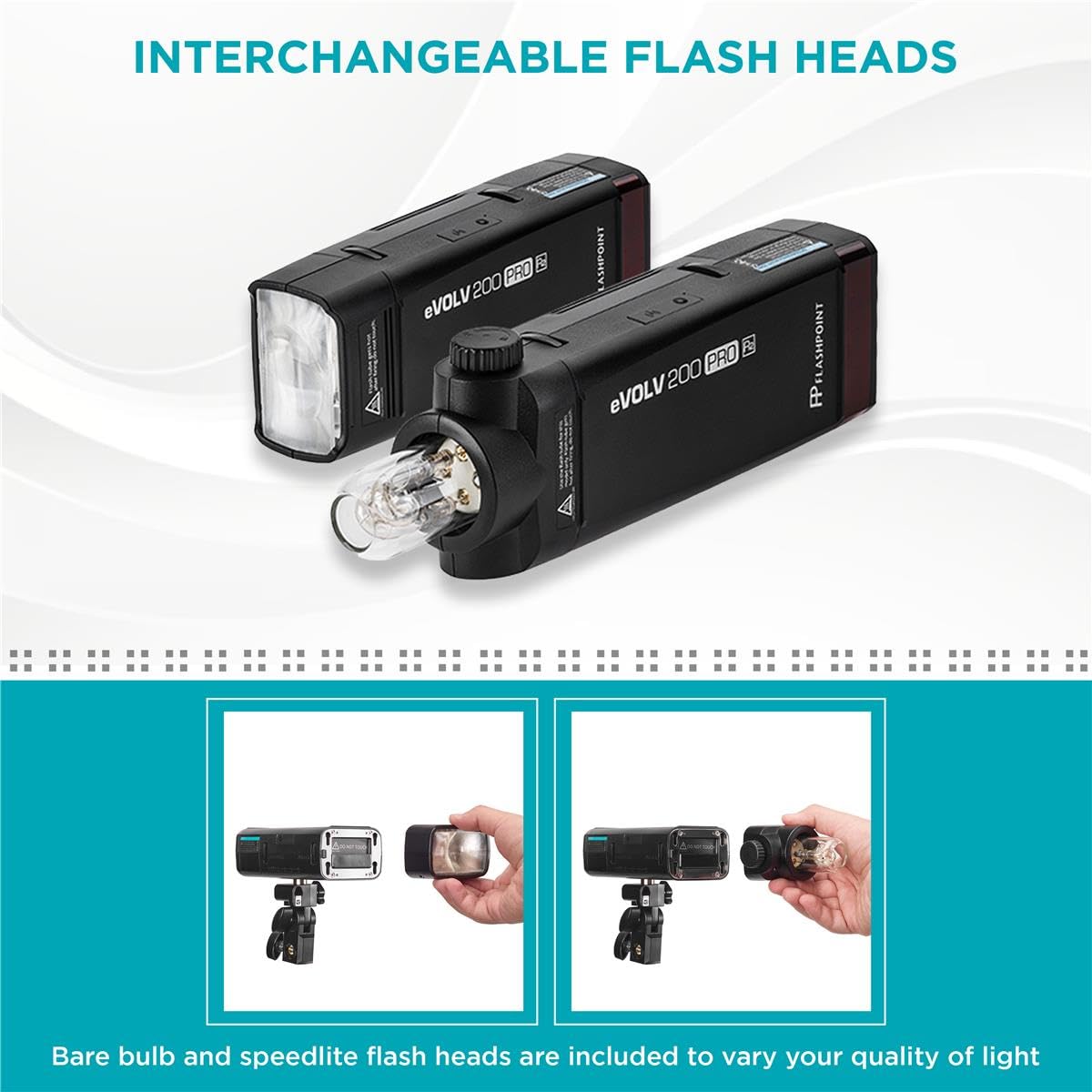 Flashpoint eVOLV 200 Pro TTL Pocket Flash Kit - 200Ws, 1/8000 HSS, 2900mAh Battery, Bare Bulb/Speedlite for Camera Photography