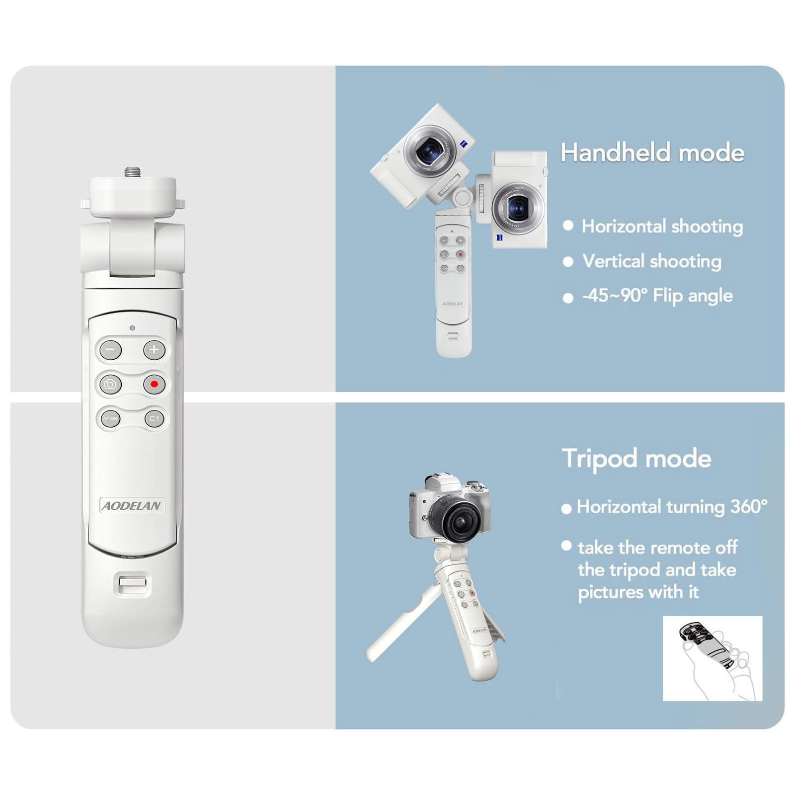 Aodelan Wireless Shooting Grip Tripod With Remote Control For Vlogging, For Sony Zv E10,Zv 1,Zv 1 Ii, Zv 1F, A6100, A6400, A6600