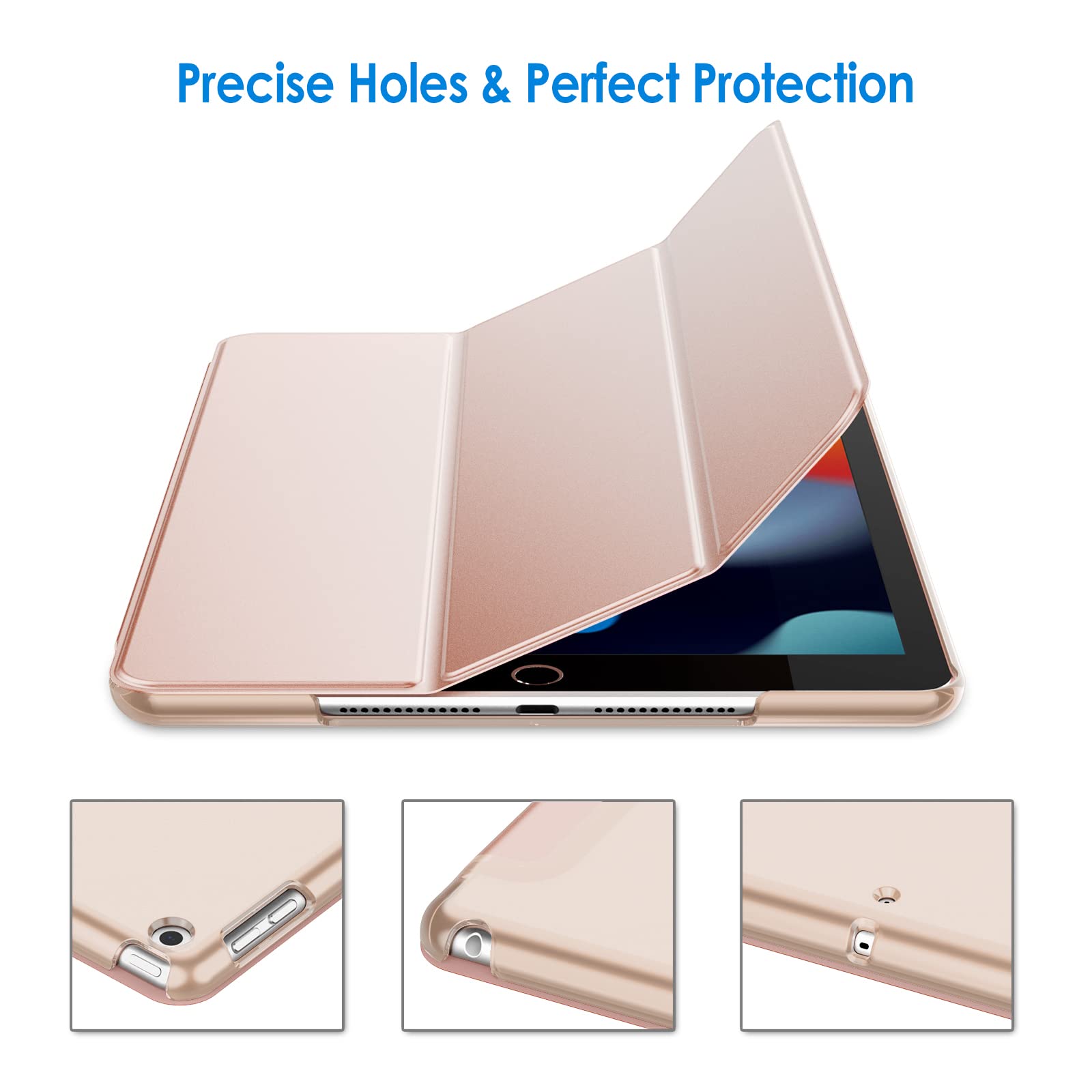 Jetech Case For Ipad 10.2-Inch (2021/2020/2019 Model, 9/8/7 Generation), Auto Wake/Sleep Cover (Rose Gold)