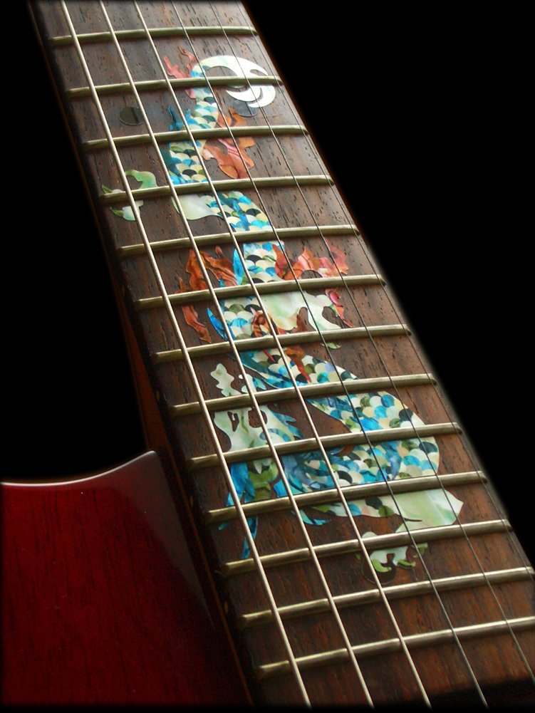 Fretboard Markers Inlay Stickers Decals For Guitars - Dragon - Whire Pearl