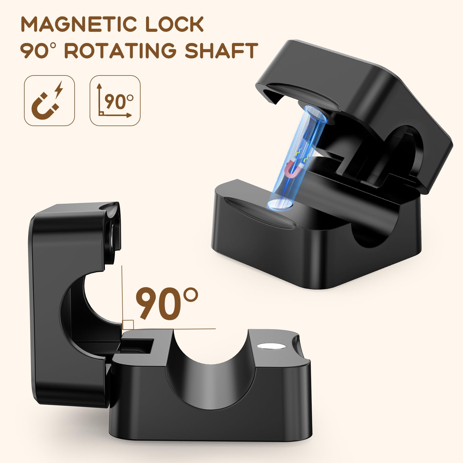 FlyCoco 6 Pack Magnetic Cable Management Clips for Desk ABS Black
