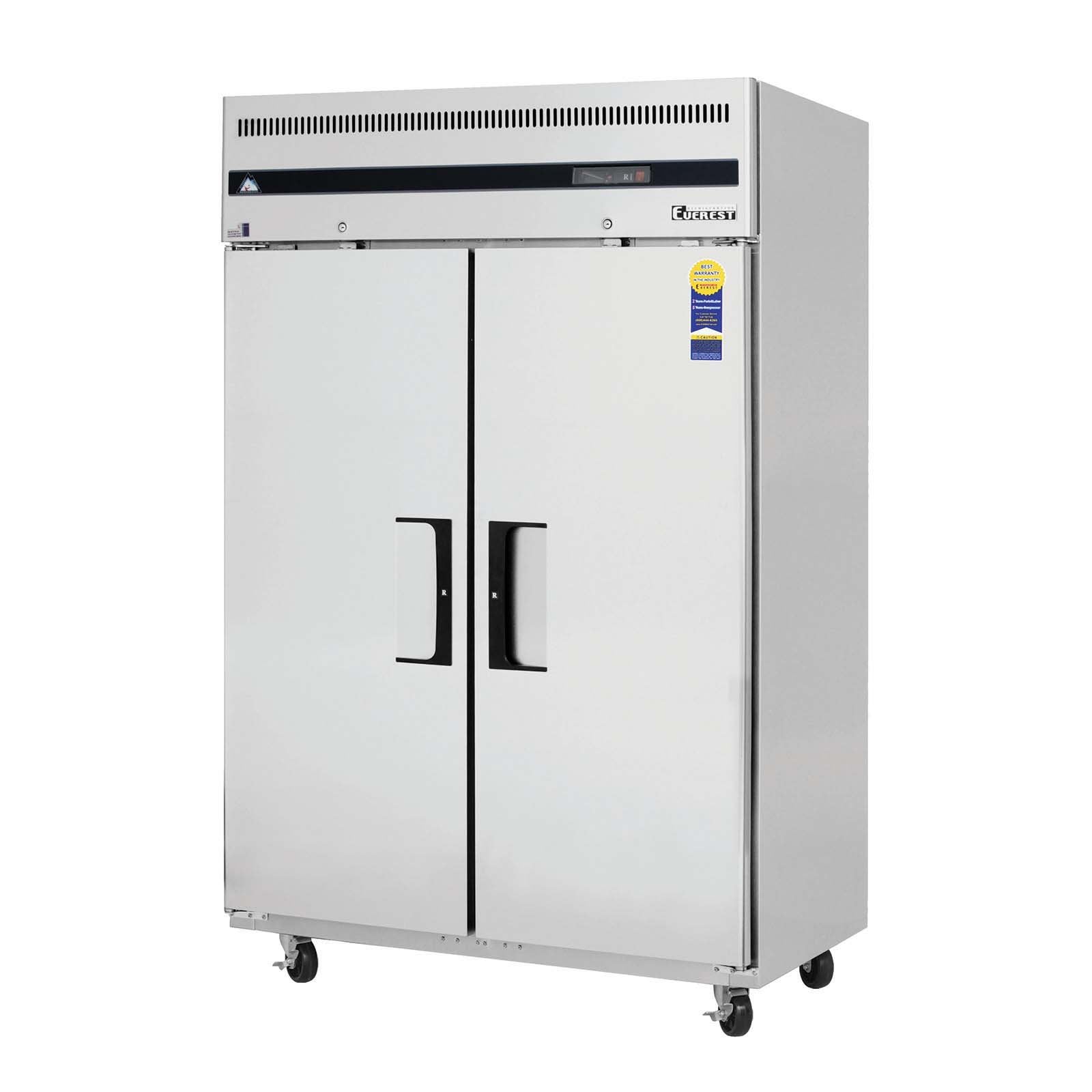Everest ESR2 49-5/8 Commercial Reach-in Refrigerator for Restaurant Hotel Kitchen Deli Cafeteria | 48 Cu Ft Capacity | 2-Solid D