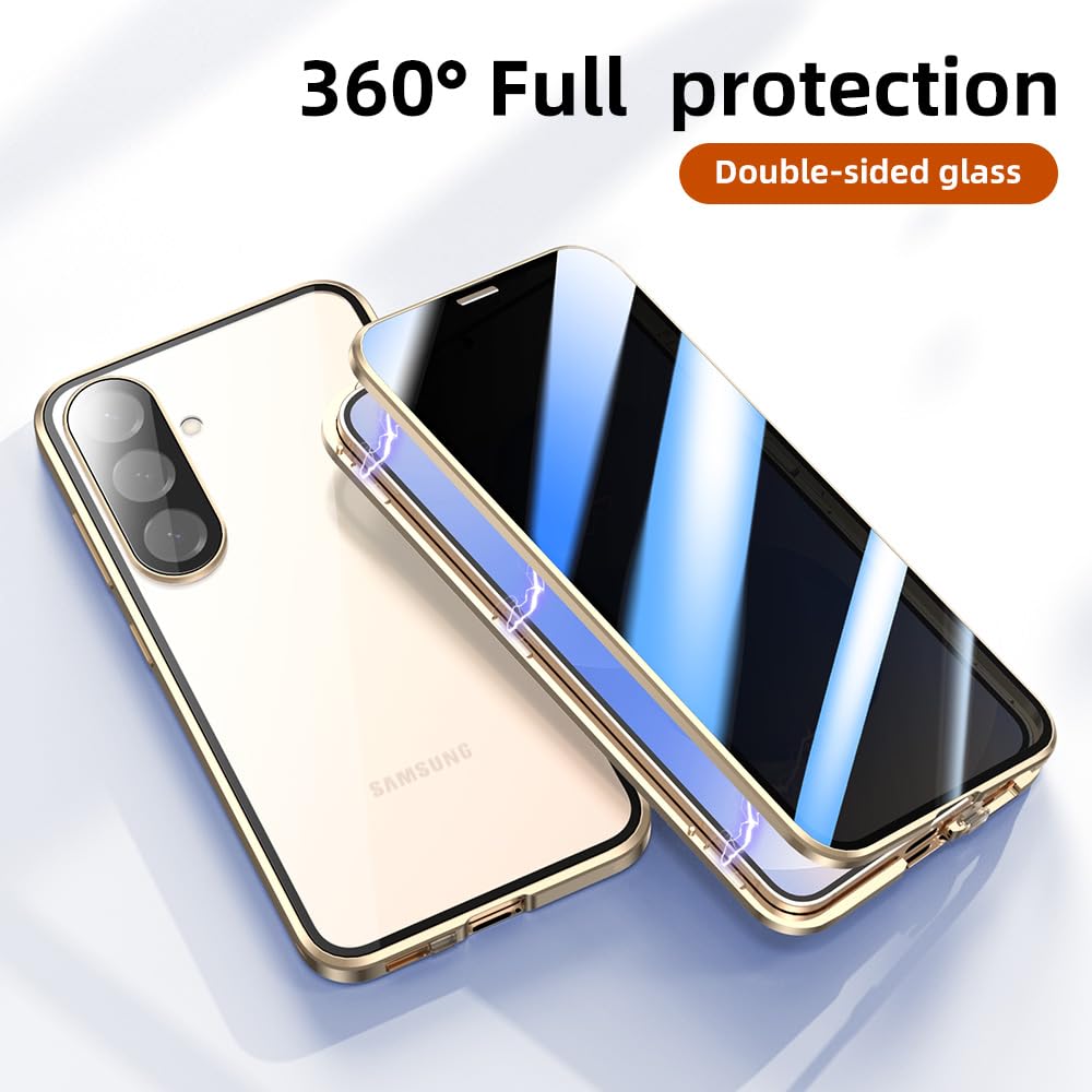 Jonwelsy Anti Peeping Case For Samsung Galaxy S25, 360 Degree Front And Back Privacy Tempered Glass Cover, Anti Spy Screen, Anti