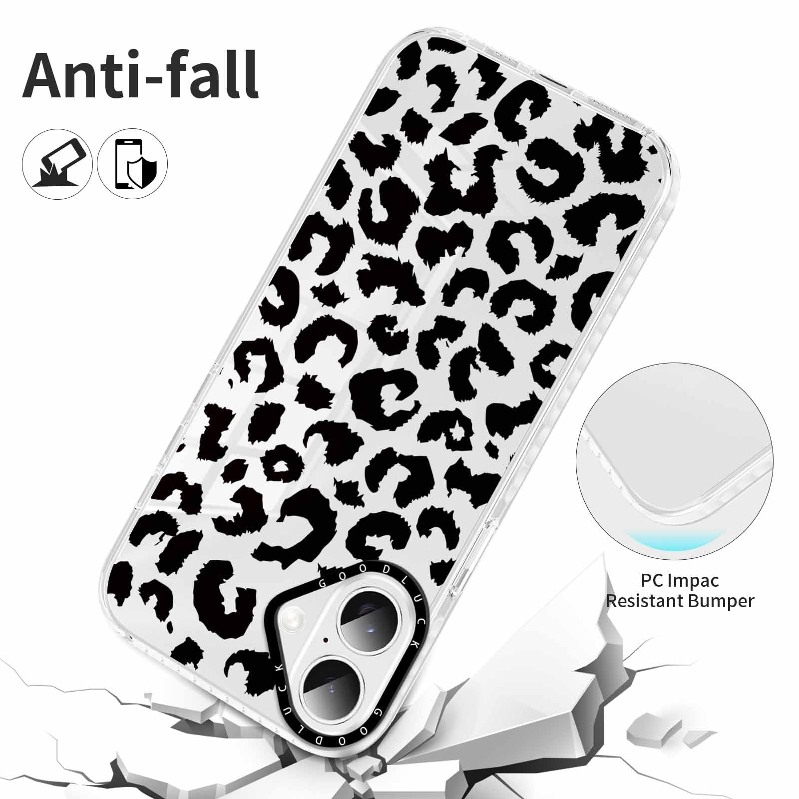 Rumdey 2 Pack Cute Clear Leopard Cases For Iphone 16 Plus 6.7'' Phone Case, Cheetah Print Design Cases Soft Silicone Slim Tpu Sh